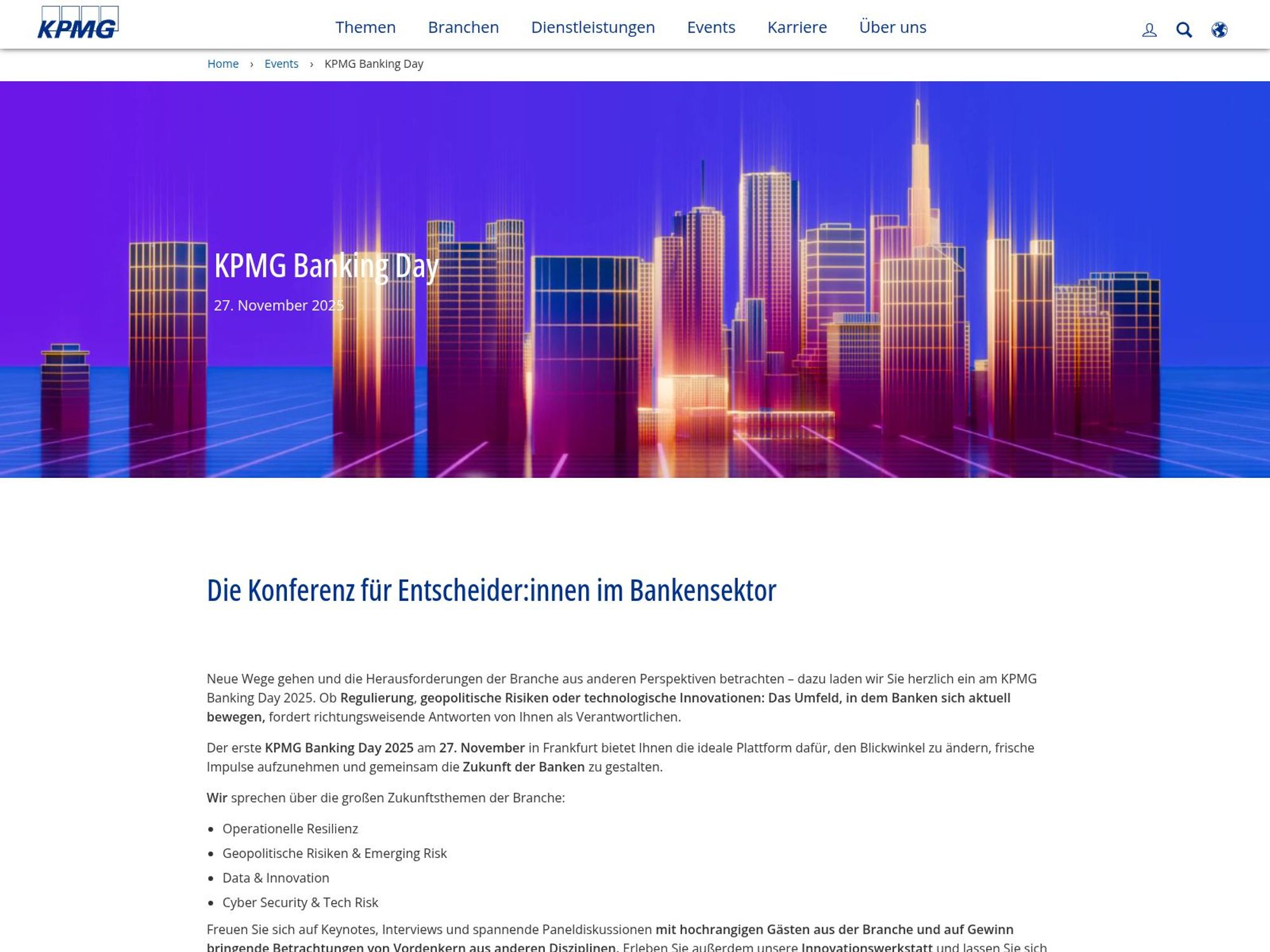 KPMG Banking Day website