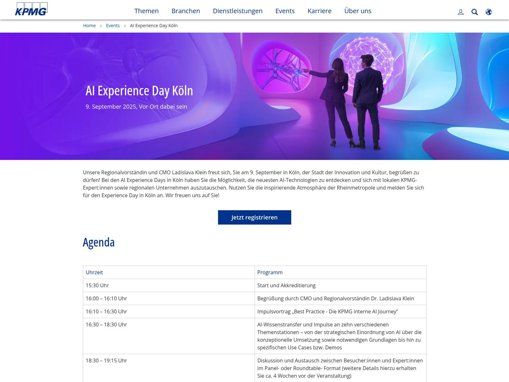 KPMG AI Experience Day Köln website