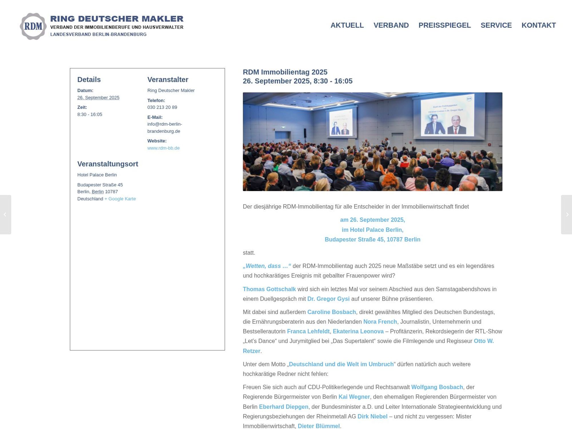 RDM Immobilientag 2025 website