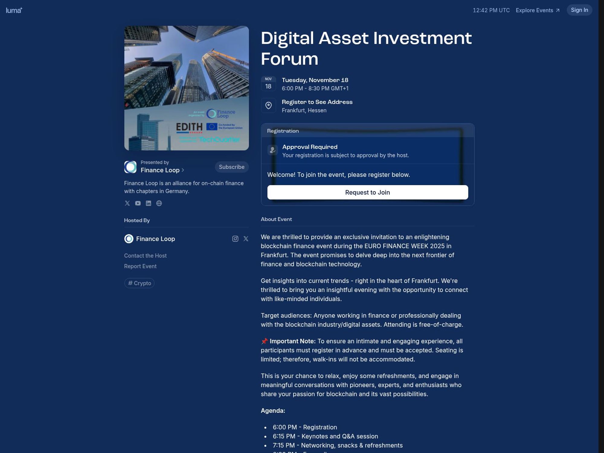 Digital Asset Investment Forum website