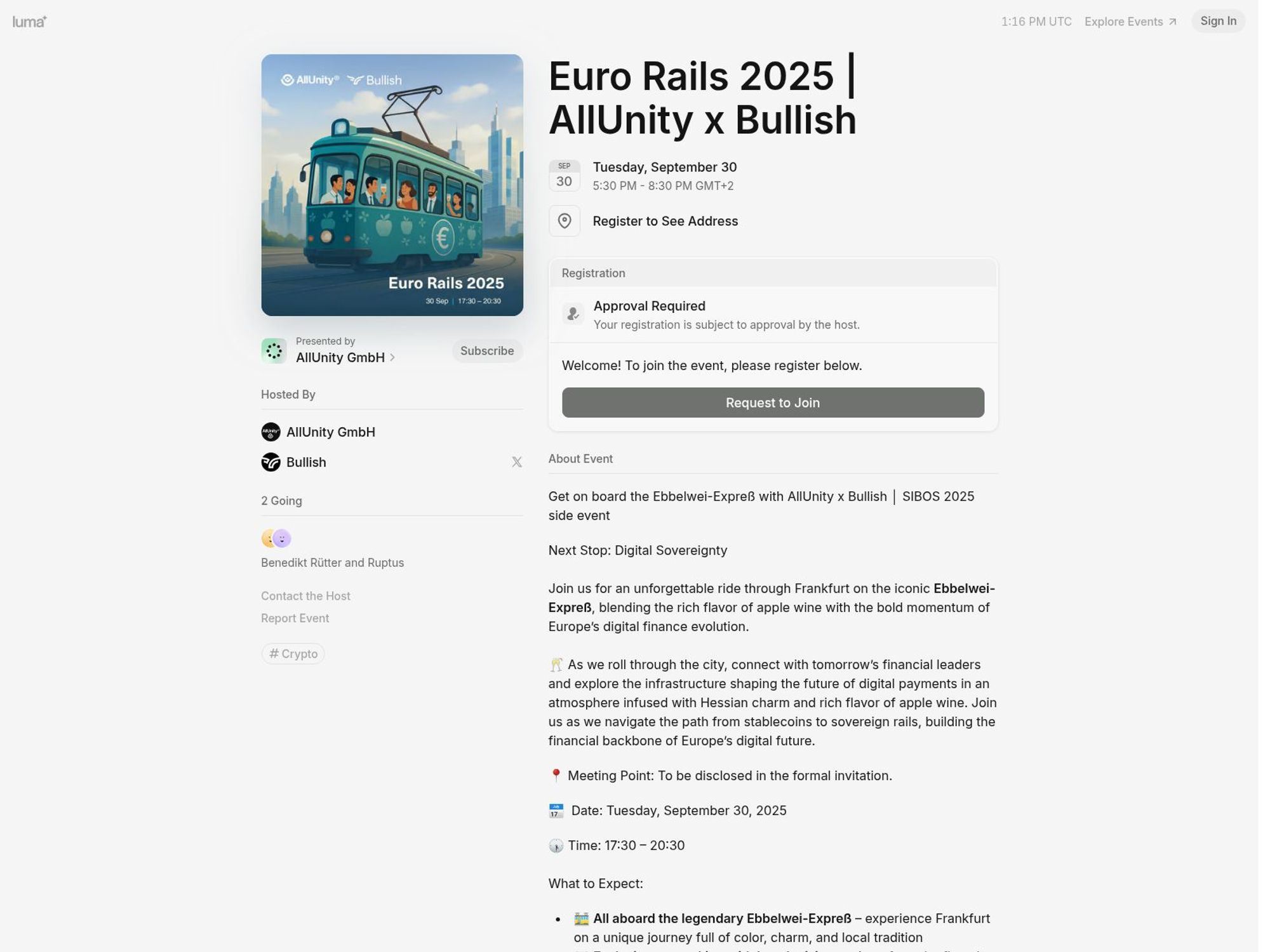 Euro Rails 2025 | AllUnity x Bullish website