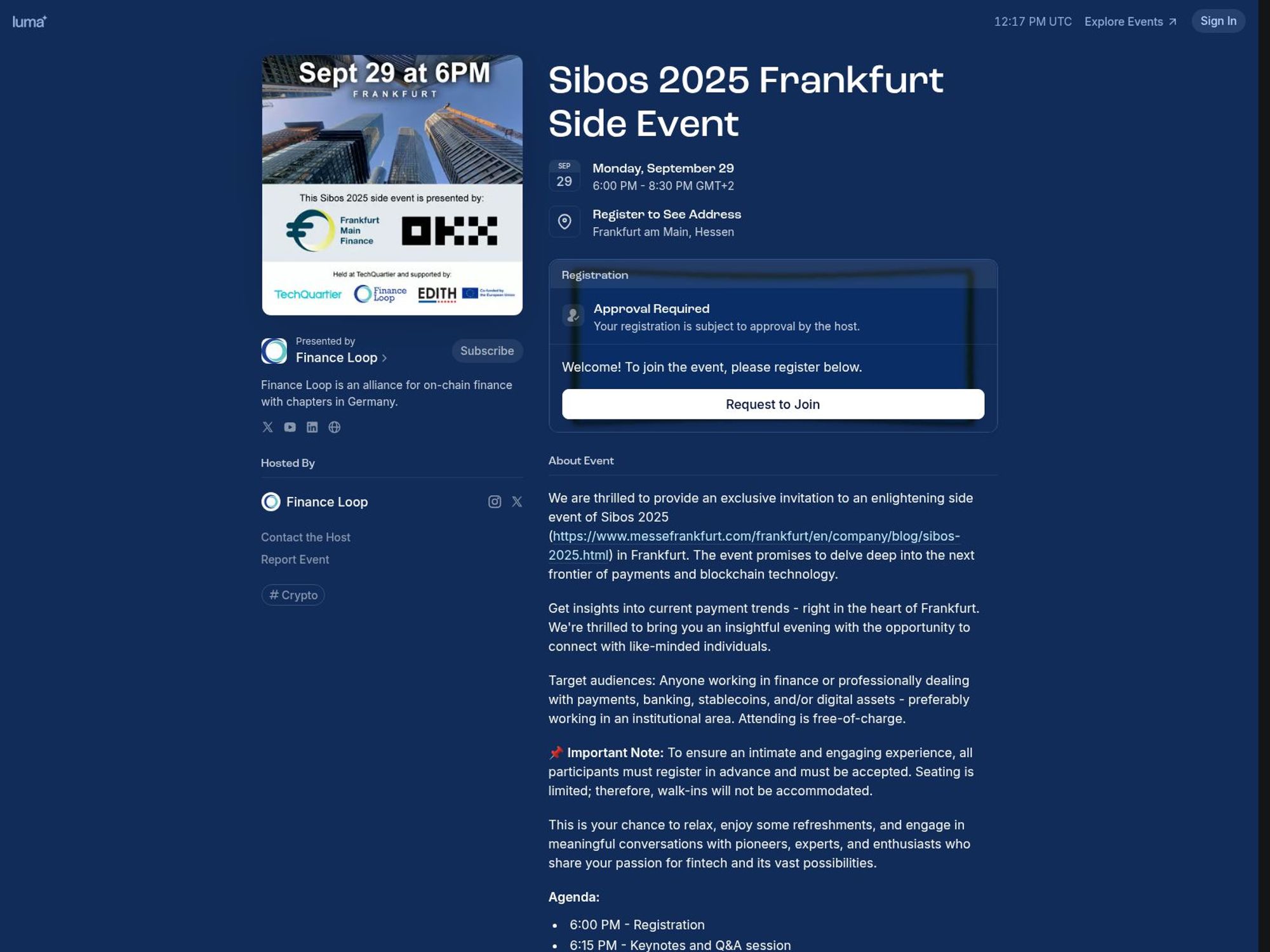 Sibos 2025 Frankfurt Side Event website