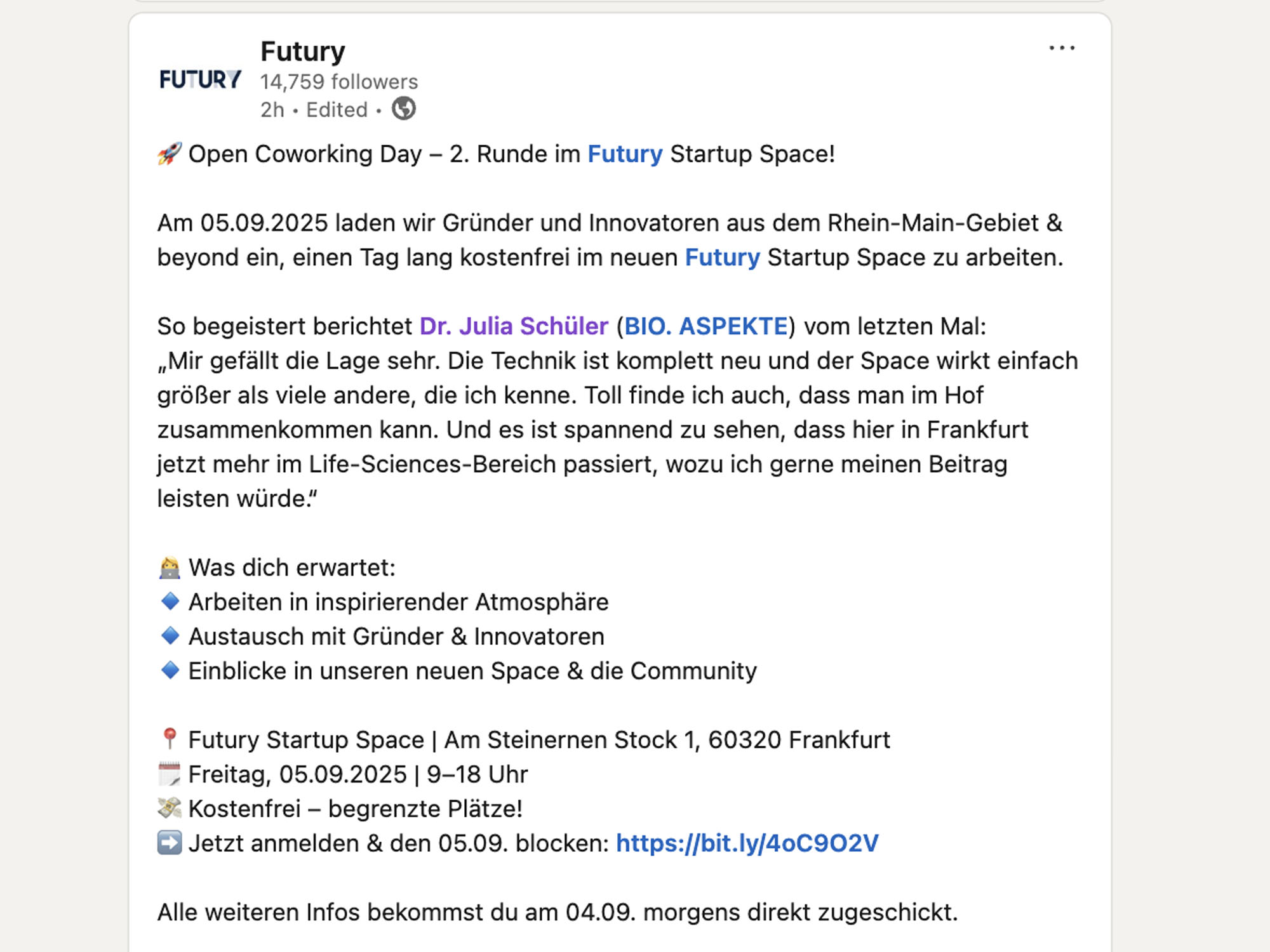 Futury Open Coworking website