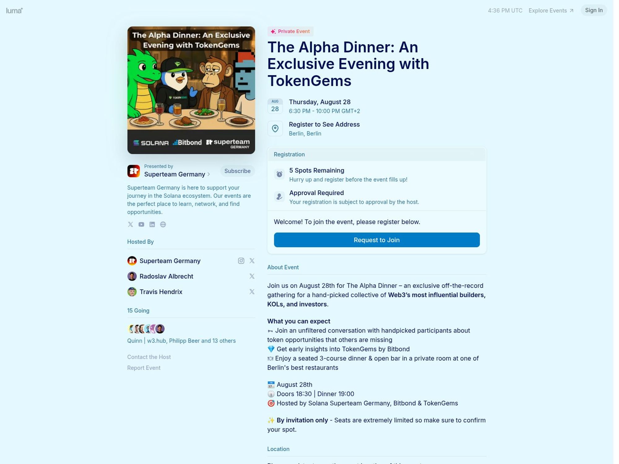 The Alpha Dinner: An Exclusive Evening with TokenGems screenshot