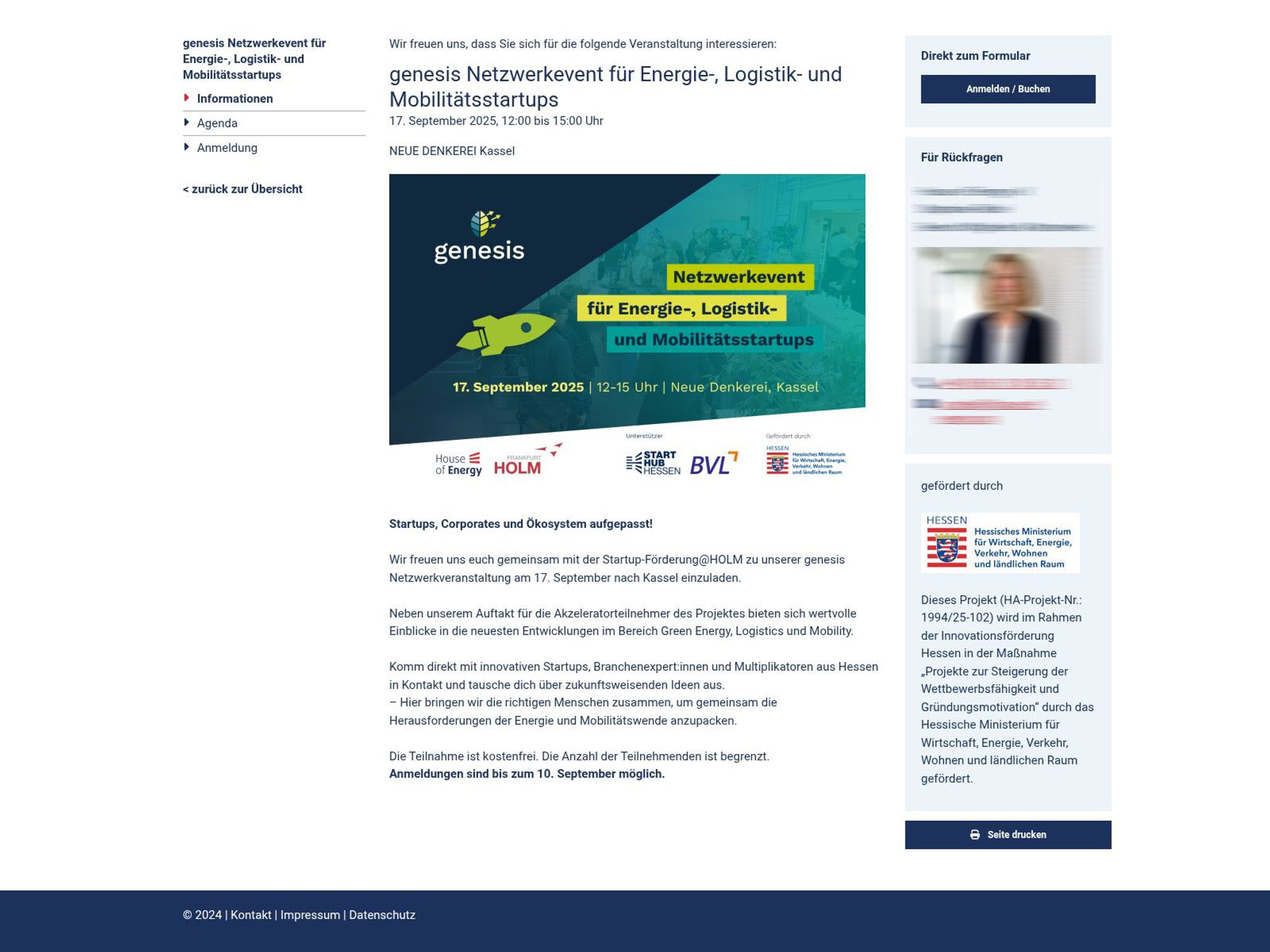 genesis Netzwerkevent für Energie-, Logistik- und Mobilitätsstartups website