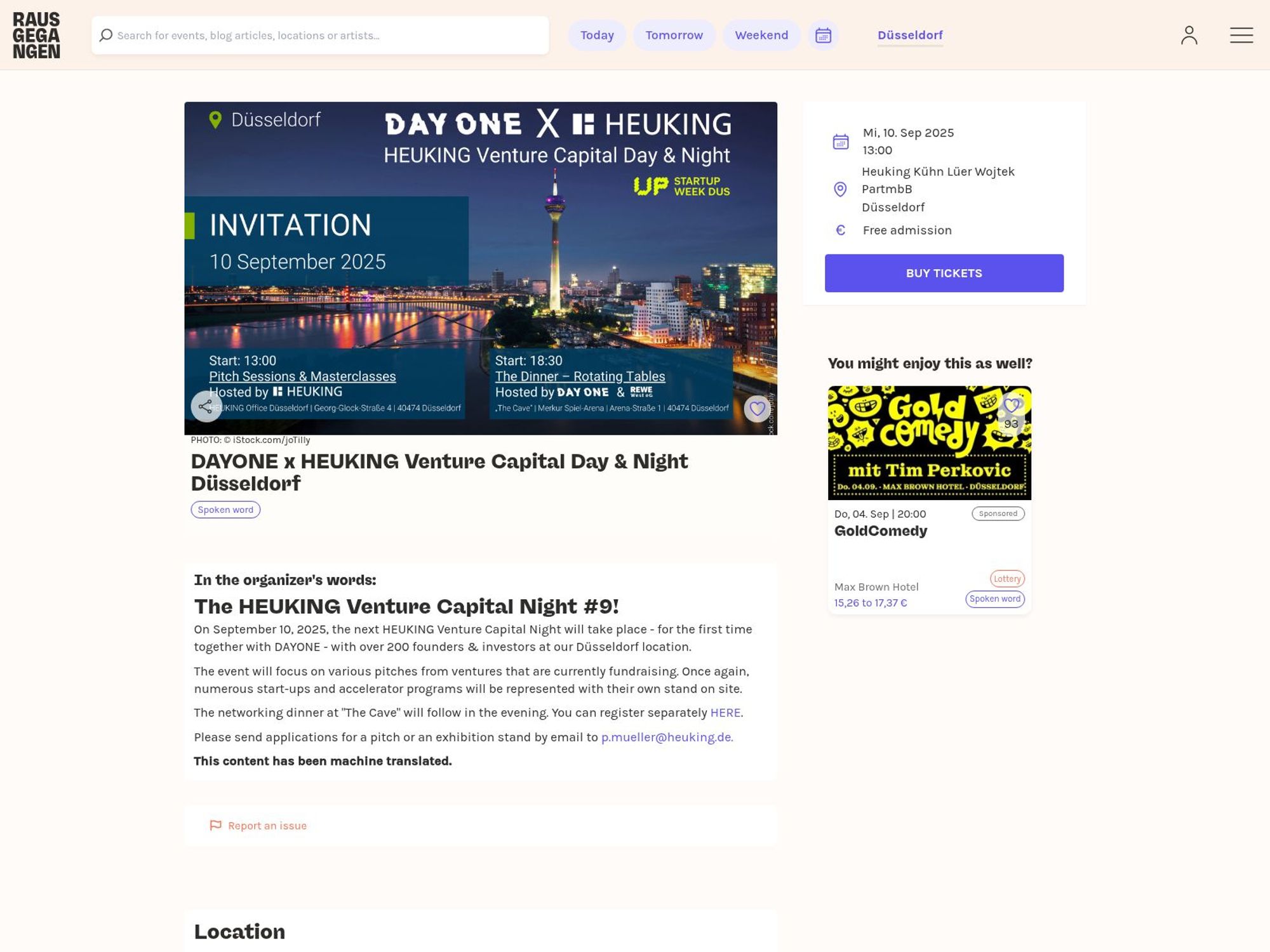 The HEUKING Venture Capital Night #9 website