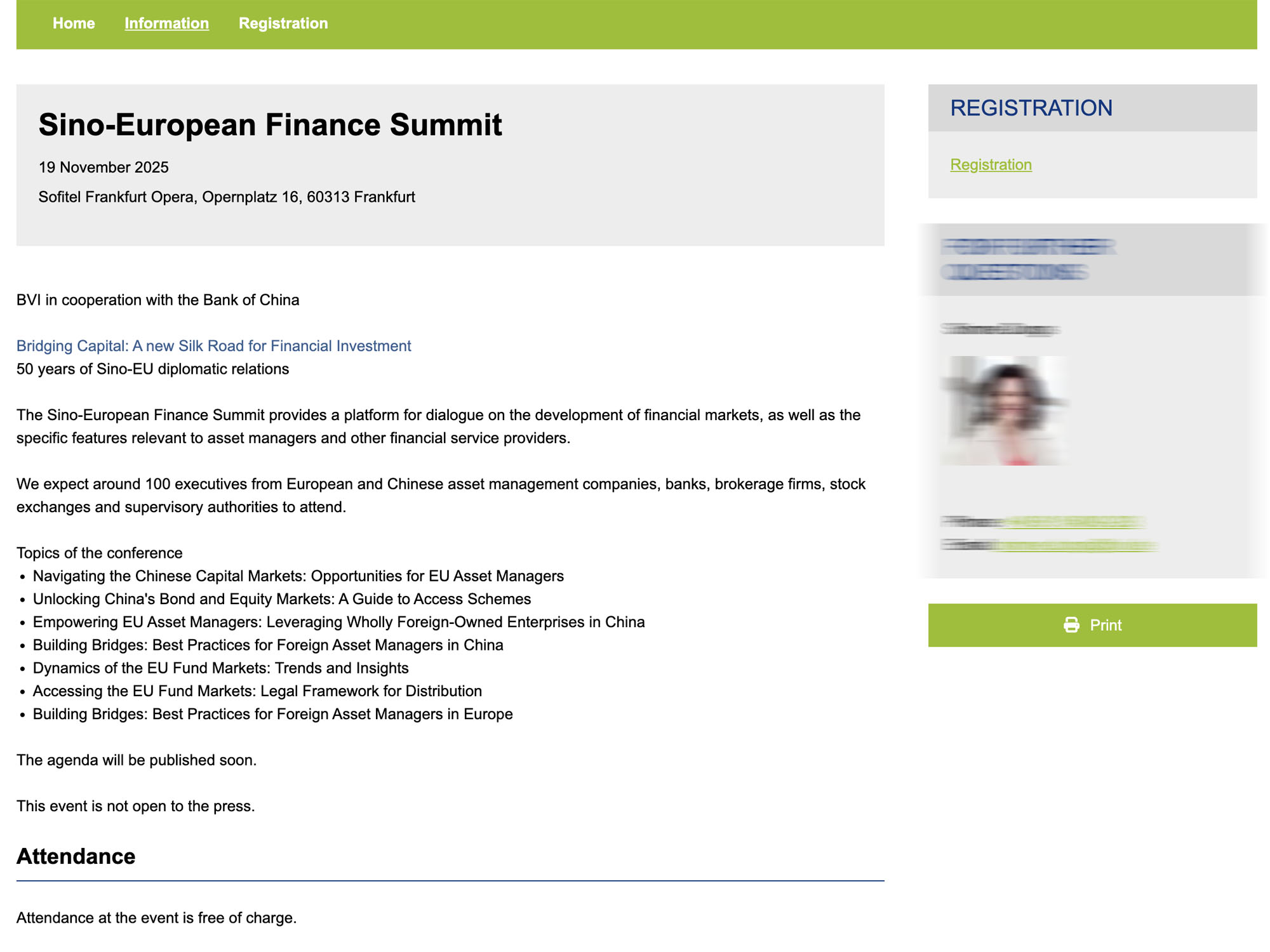 Sino-European Finance Summit website