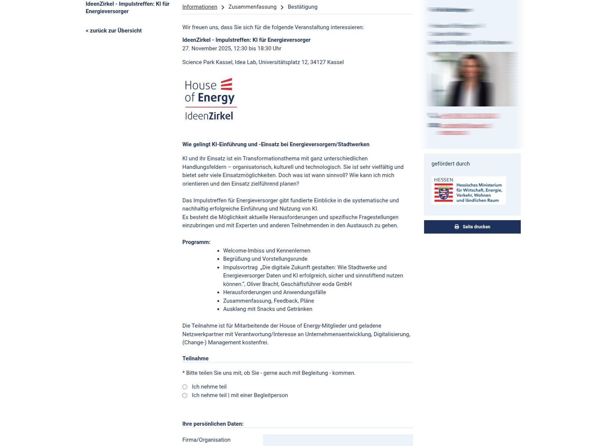 IdeenZirkel-Impulstreffen: KI für Energieversorger website