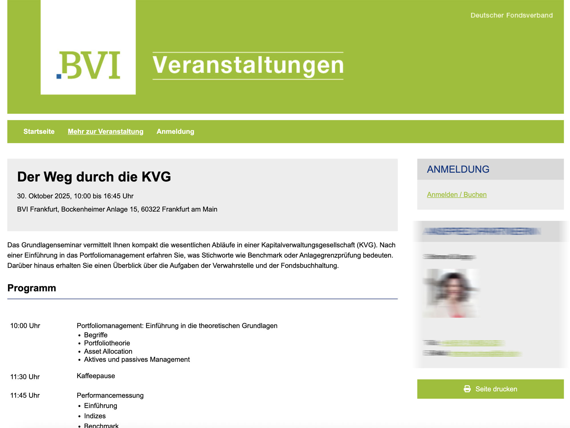 Der Weg durch die KVG website