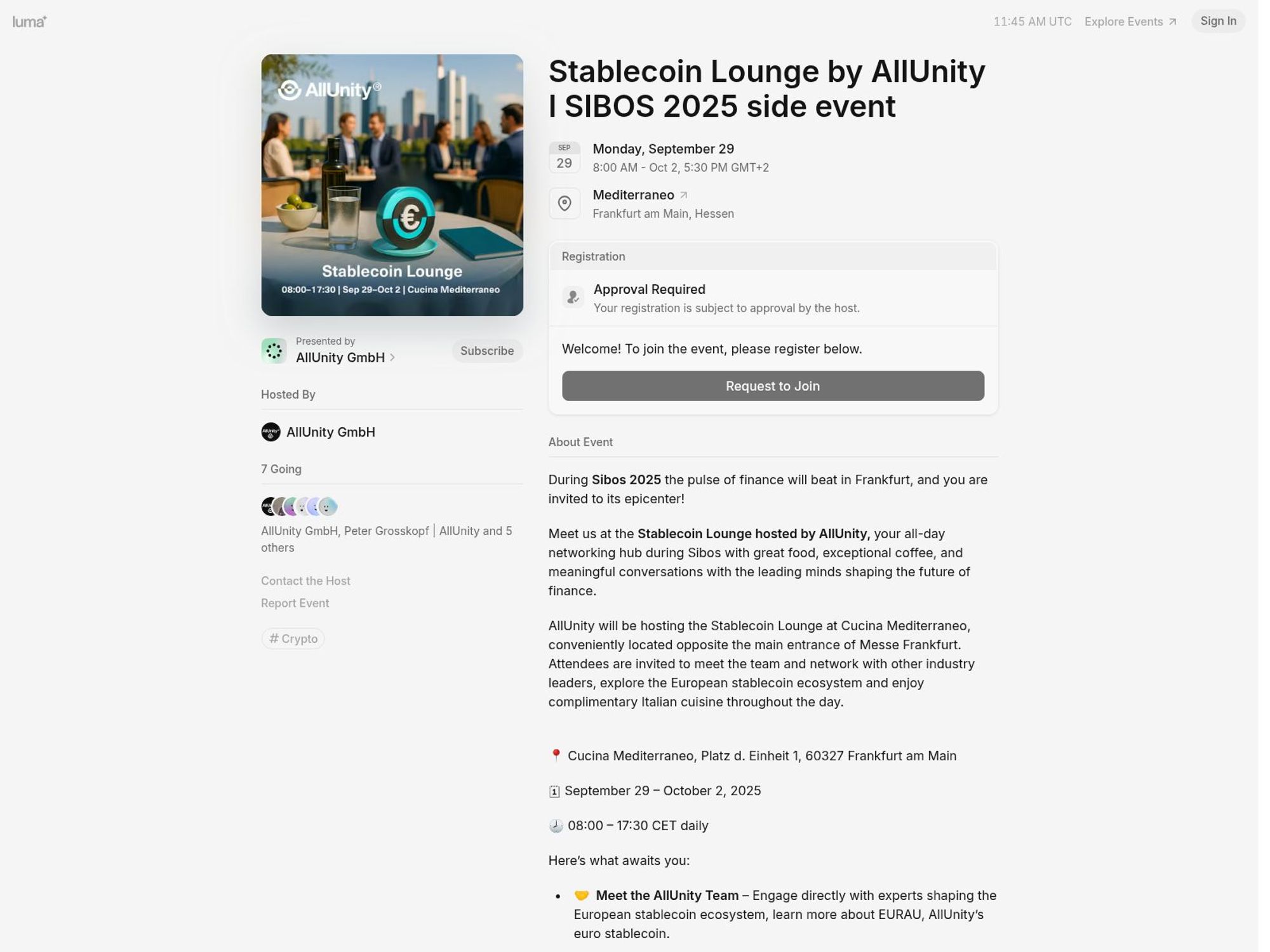 Stablecoin Lounge by AllUnity website