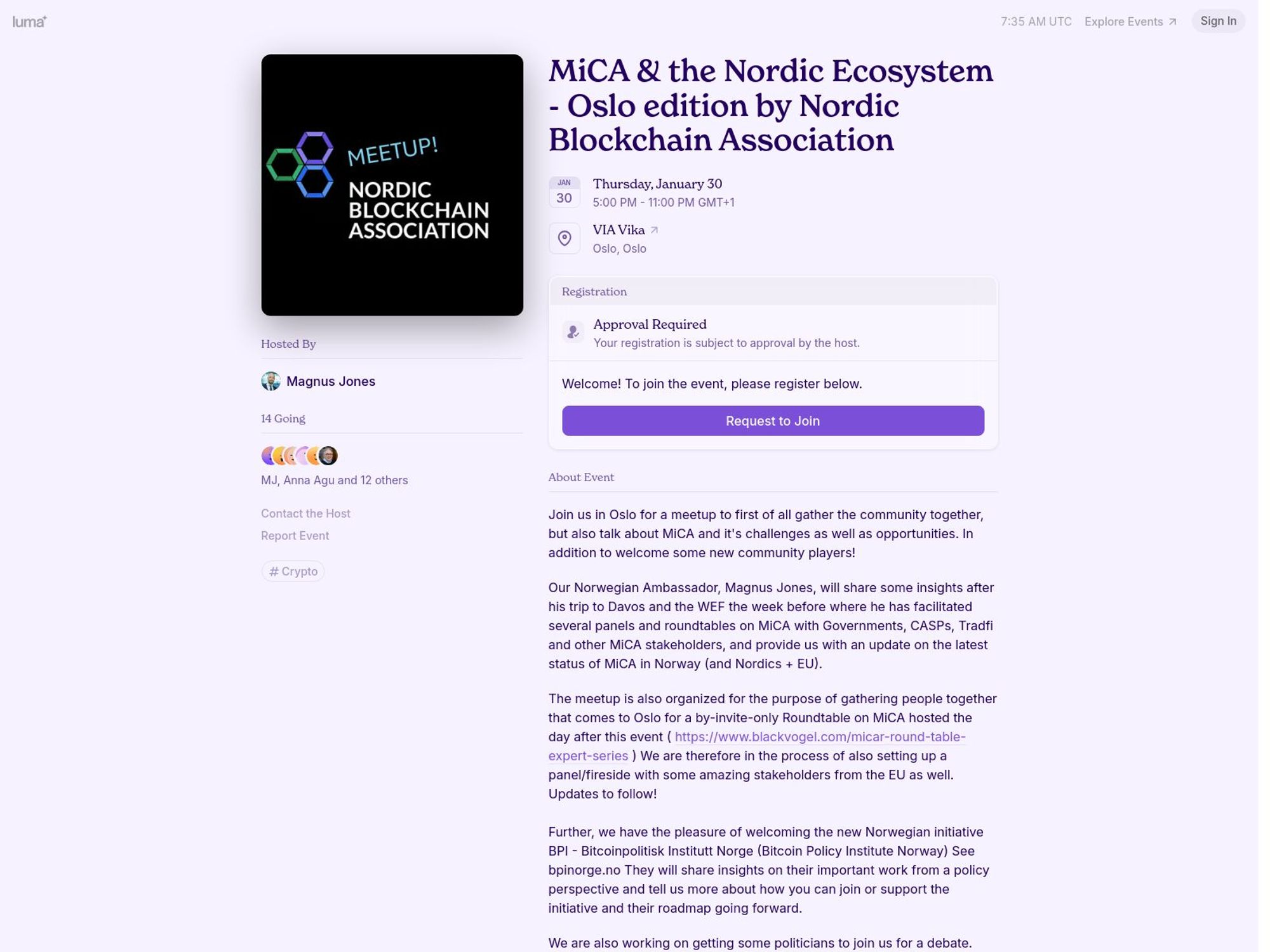 MiCA & the Nordic Ecosystem - Oslo edition by Nordic Blockchain Association screenshot