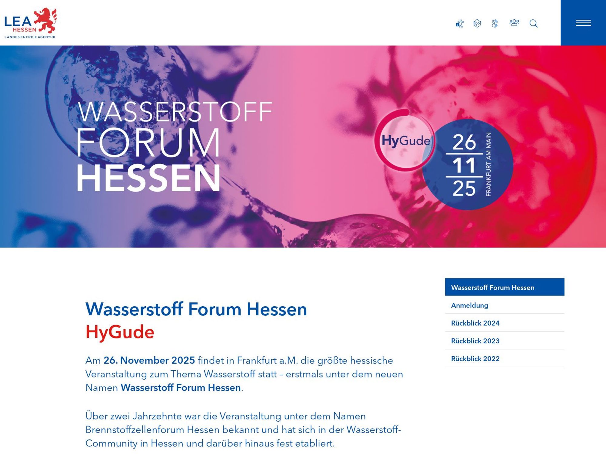 Wasserstoff Forum Hessen website