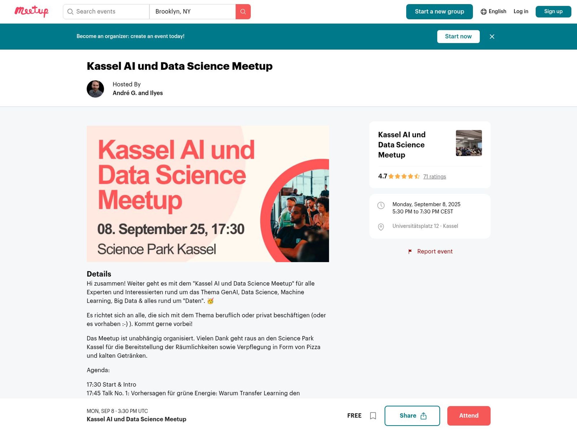Kassel AI und Data Science Meetup website