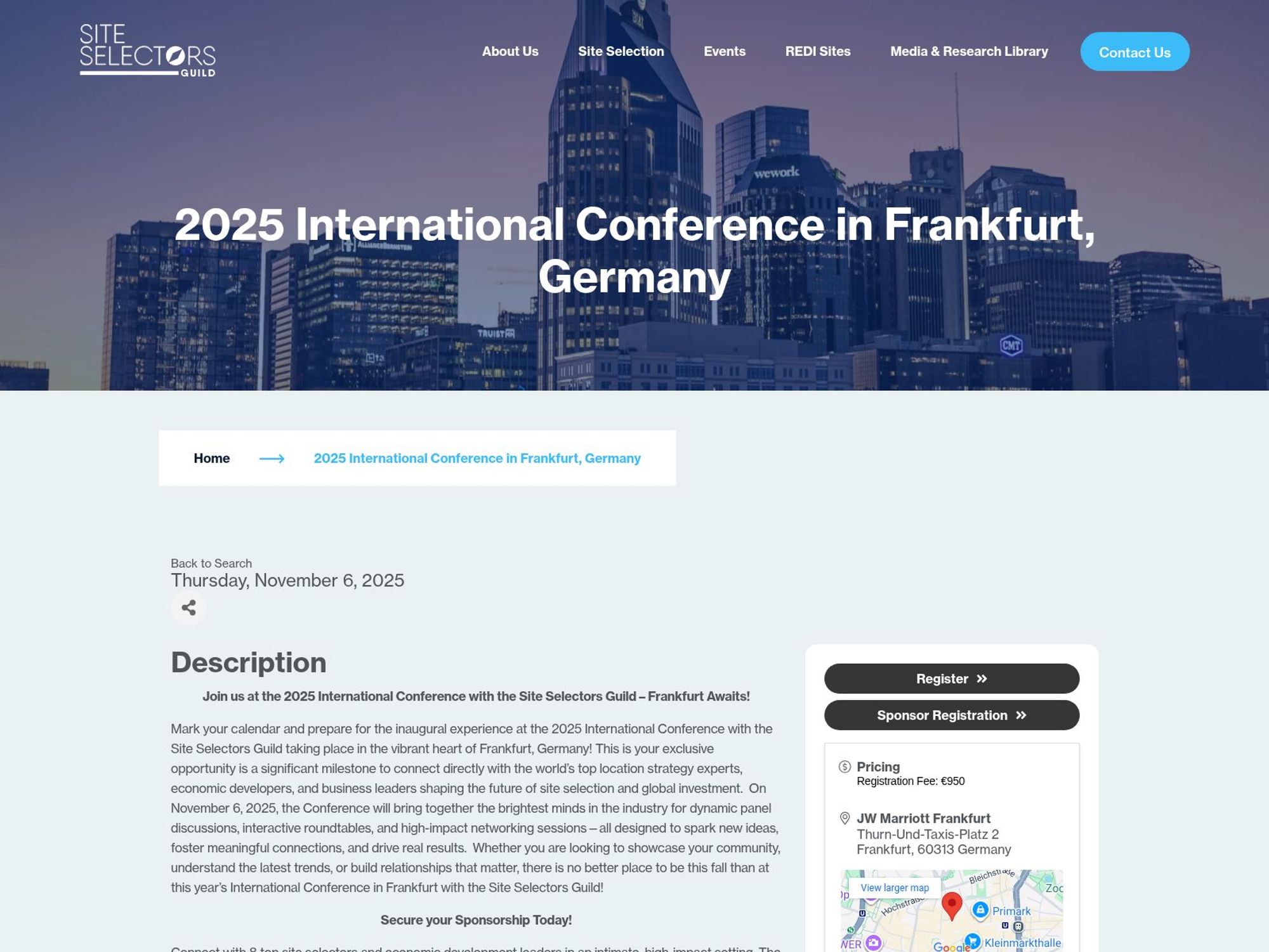 2025 International Conference Site Selectors Guild website