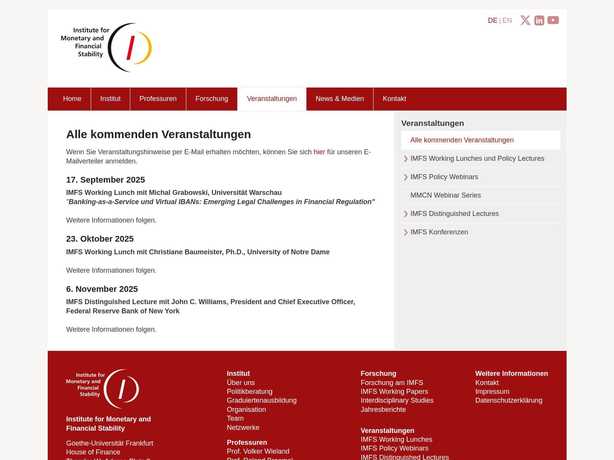 IMFS Distinguished Lecture mit John C. Williams website