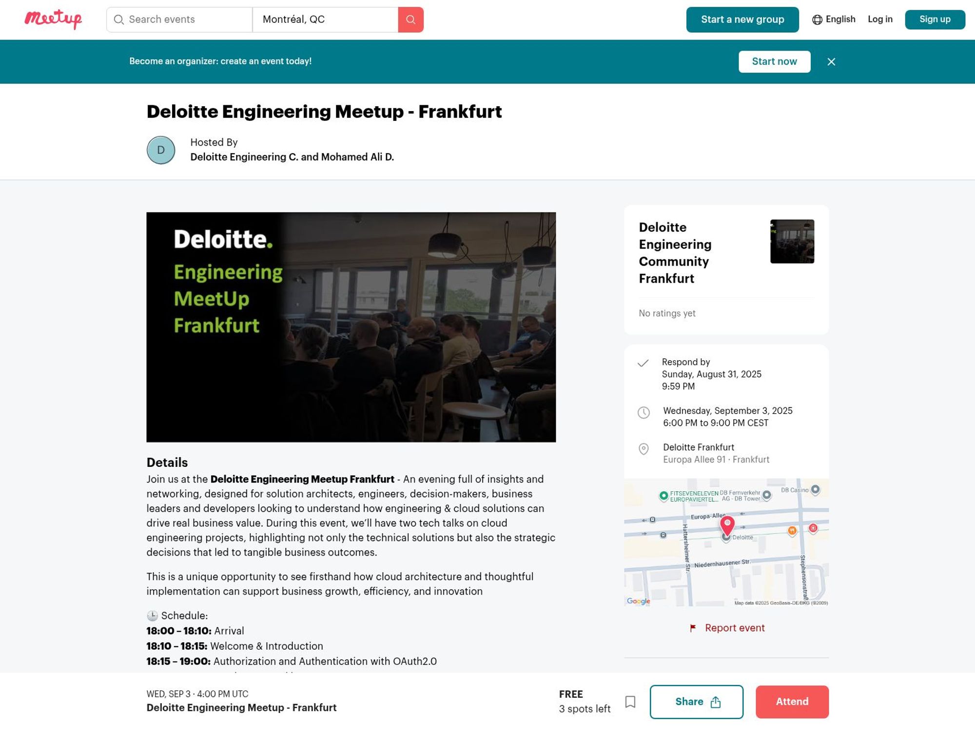 Deloitte Engineering Meetup - Frankfurt website