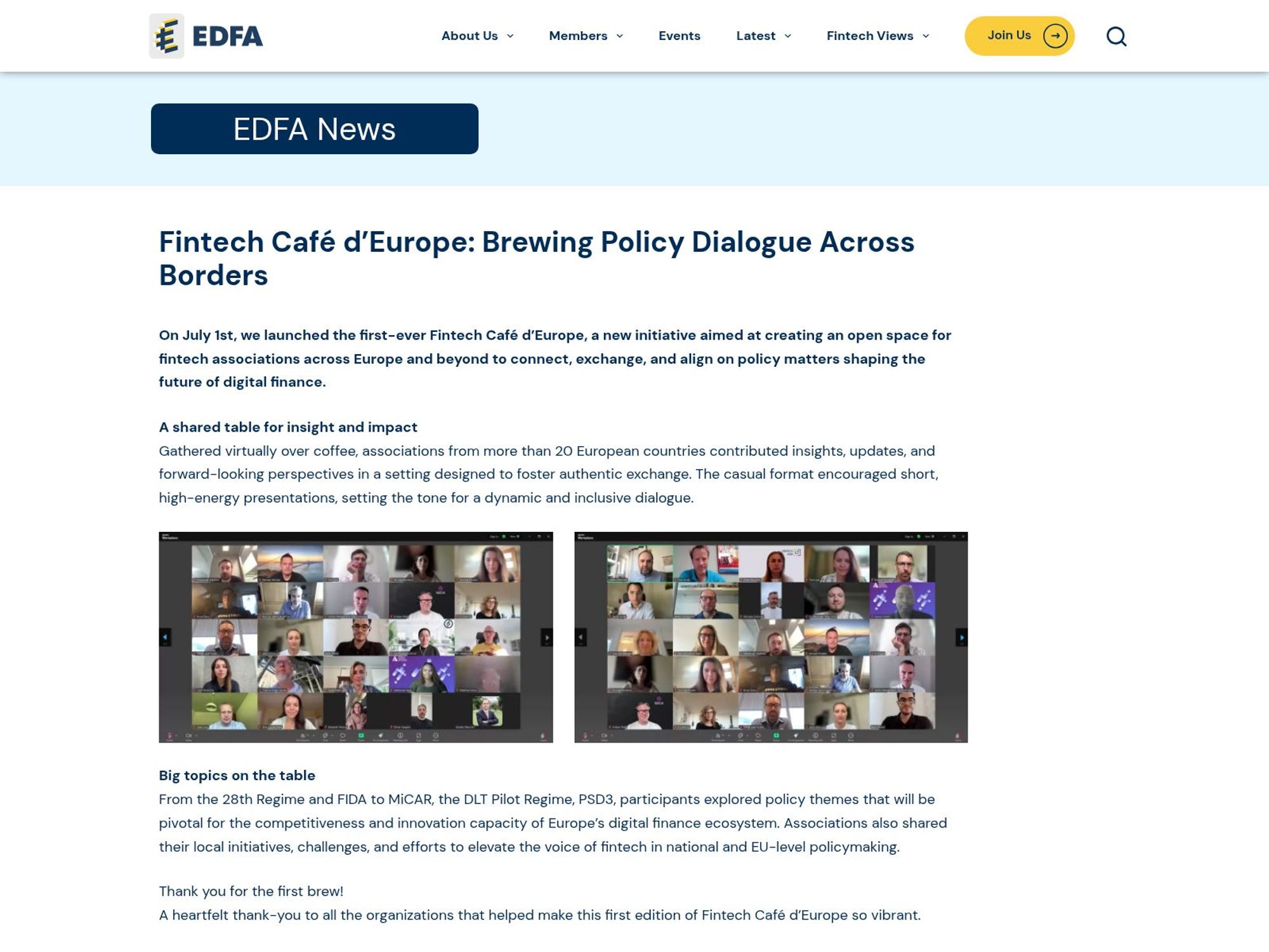 Fintech Café d’Europe #6 website