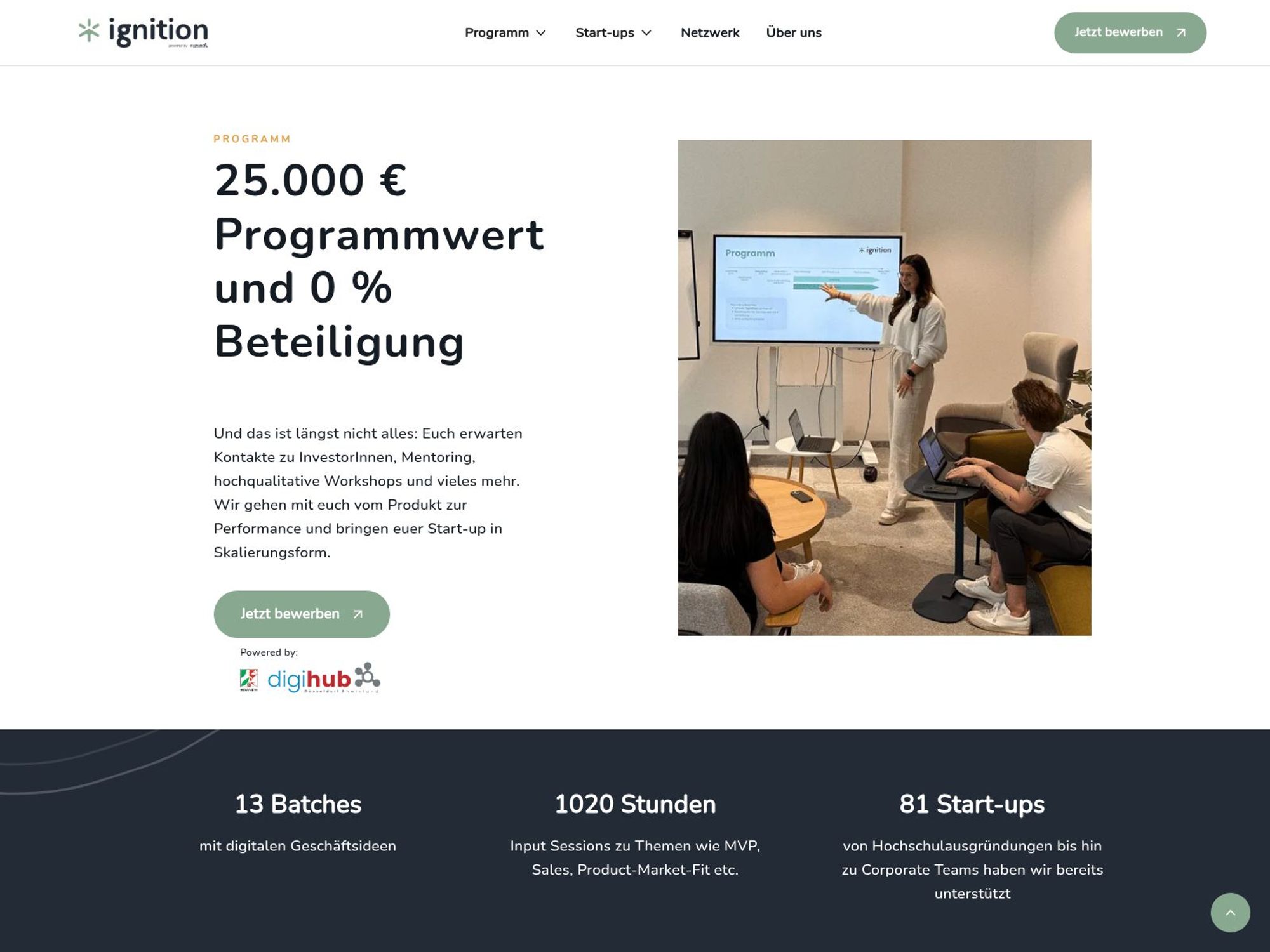 Ignition+ Accelerator: Batch 20 für NRW GreenTech Start-ups website