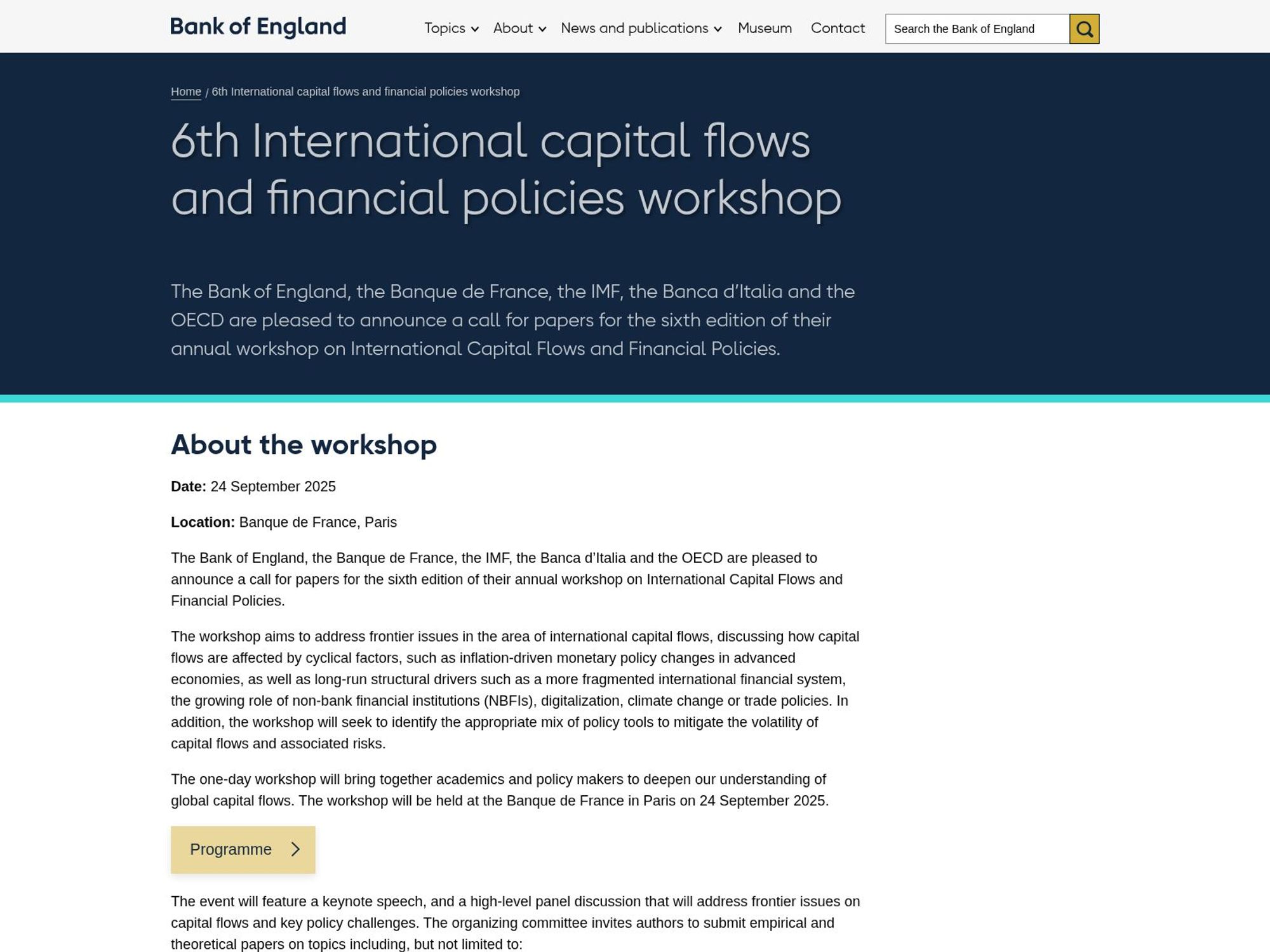 6th International capital flows and financial policies workshop website
