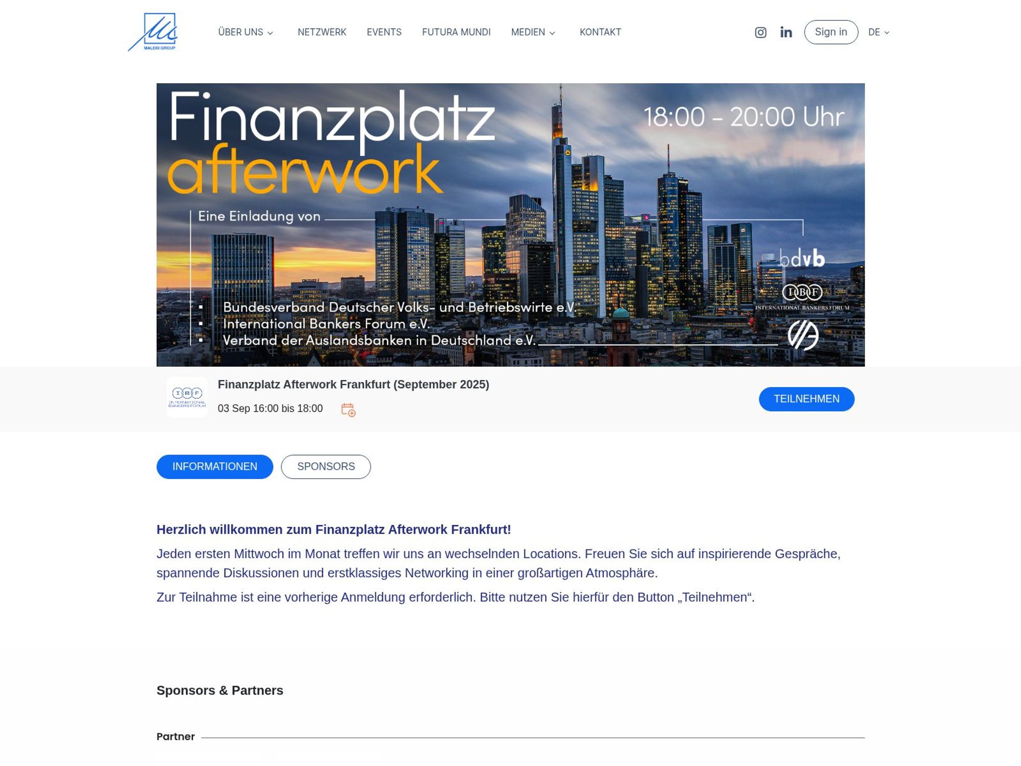 Finanzplatz Afterwork Frankfurt (September 2025) website