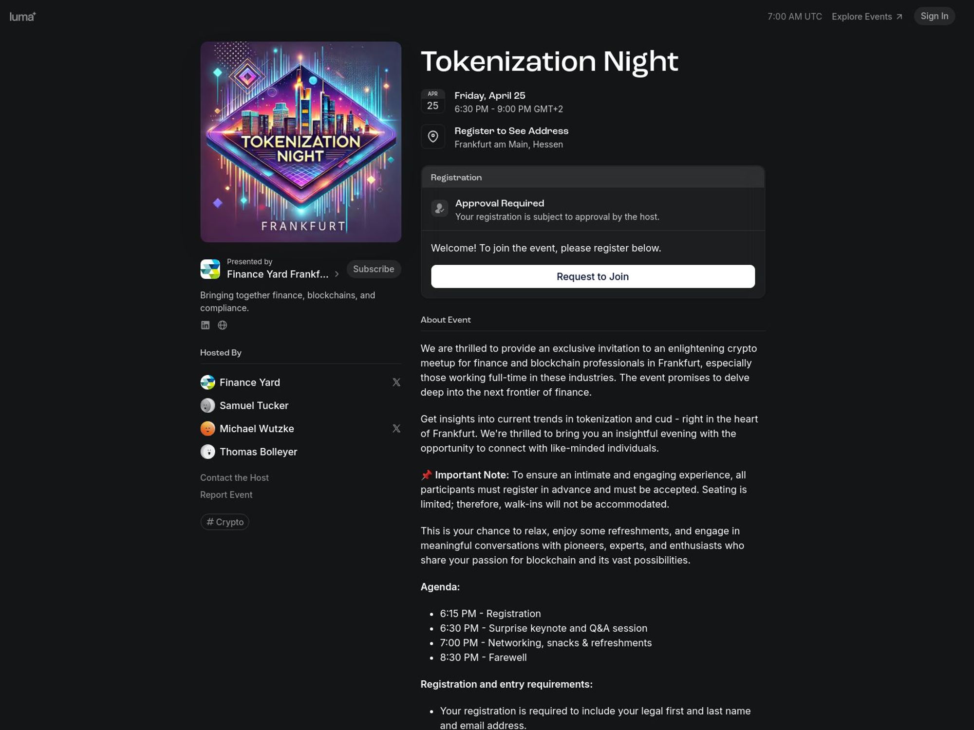 Tokenization Night screenshot