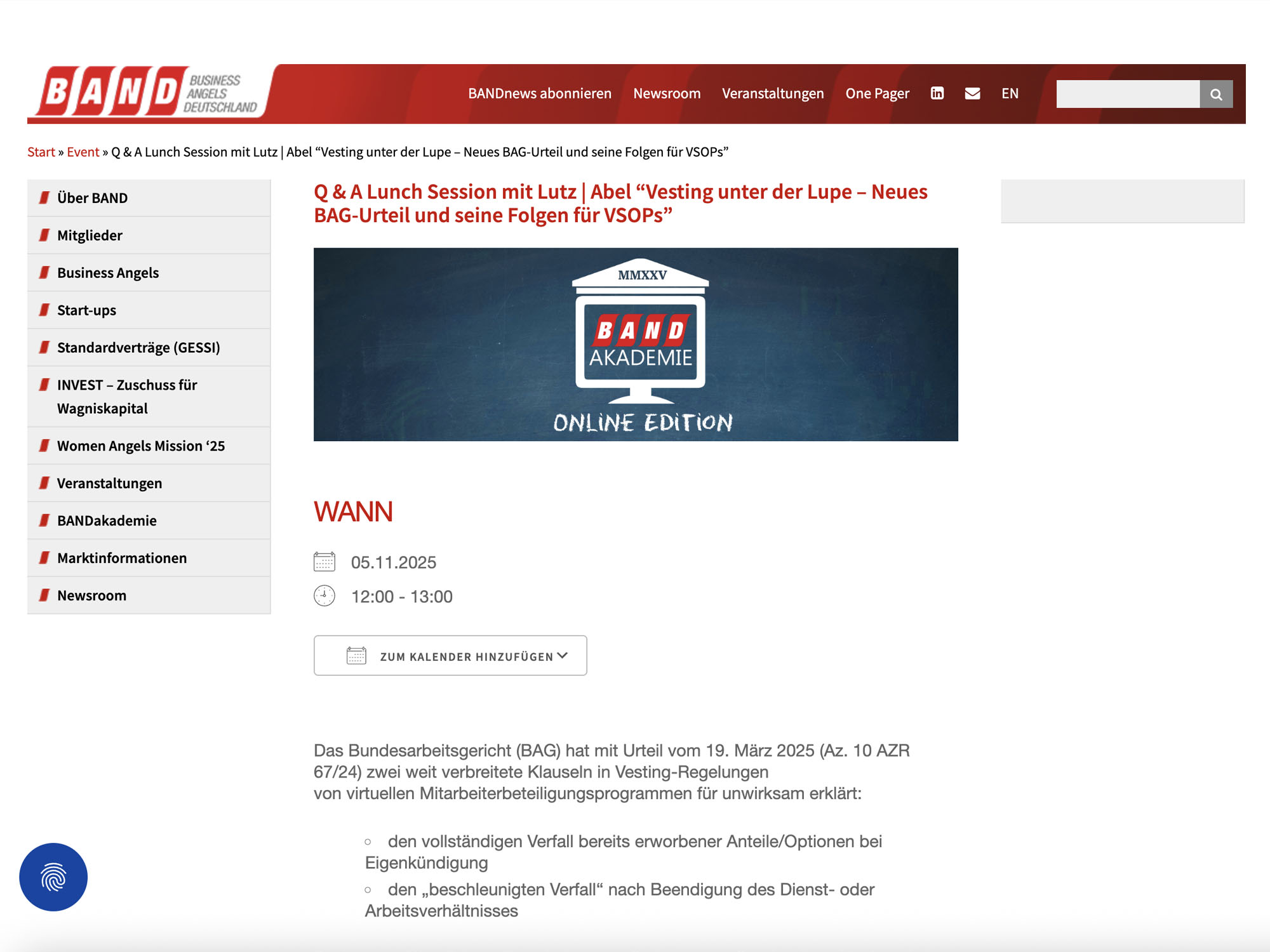 Vesting unter der Lupe – Neues BAG-Urteil und seine Folgen für VSOPs website