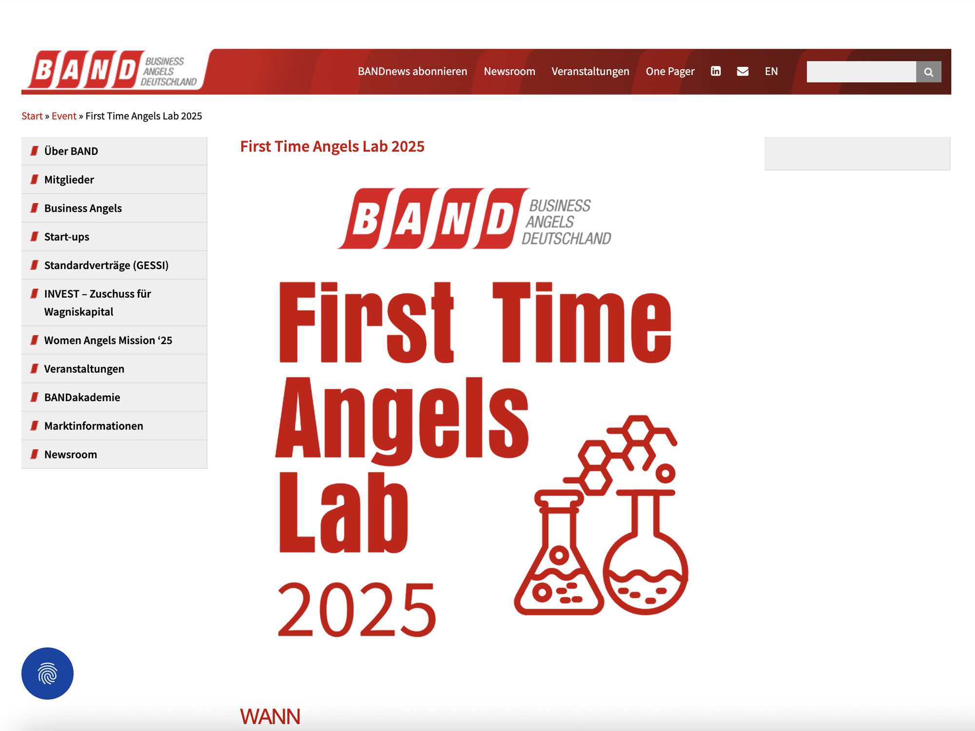First Time Angels Lab 2025 website