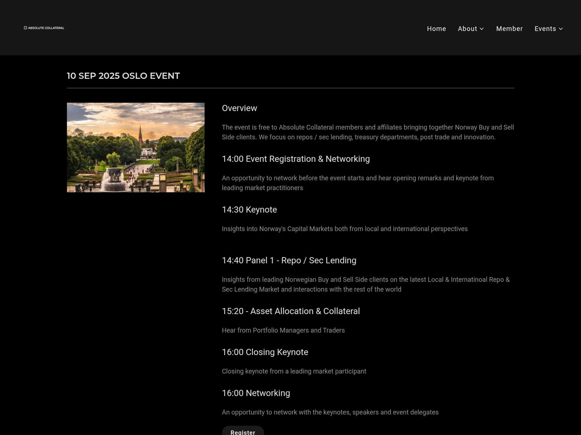 Absolute Collateral Oslo Event website
