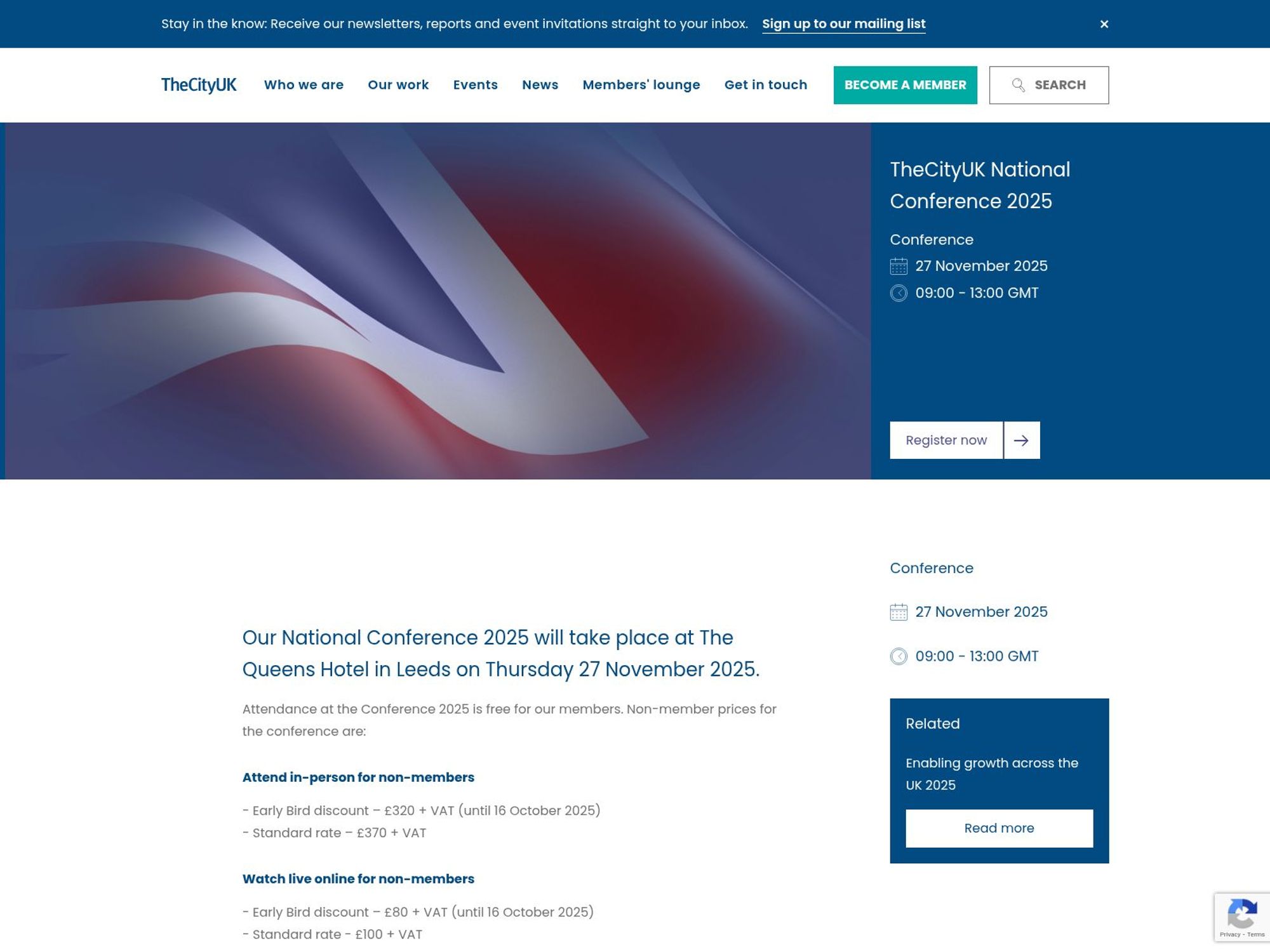 TheCityUK National Conference 2025 website