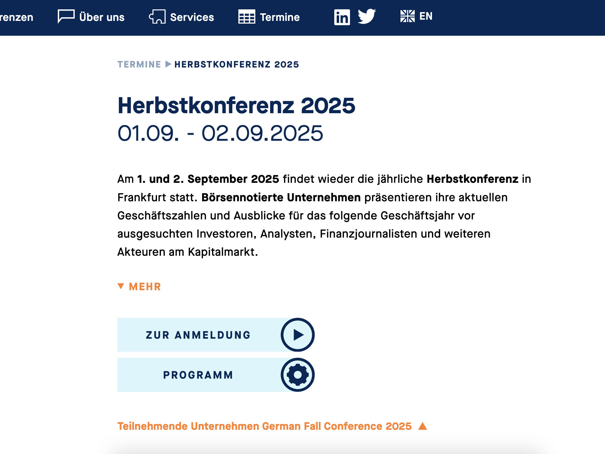 Equity Forum Herbstkonferenz 2025 screenshot