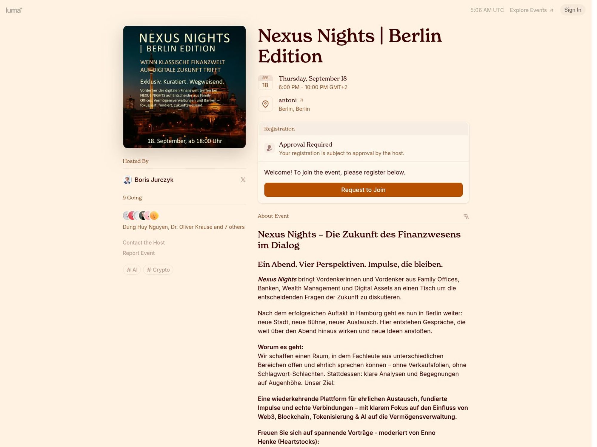 Nexus Nights | Berlin Edition website
