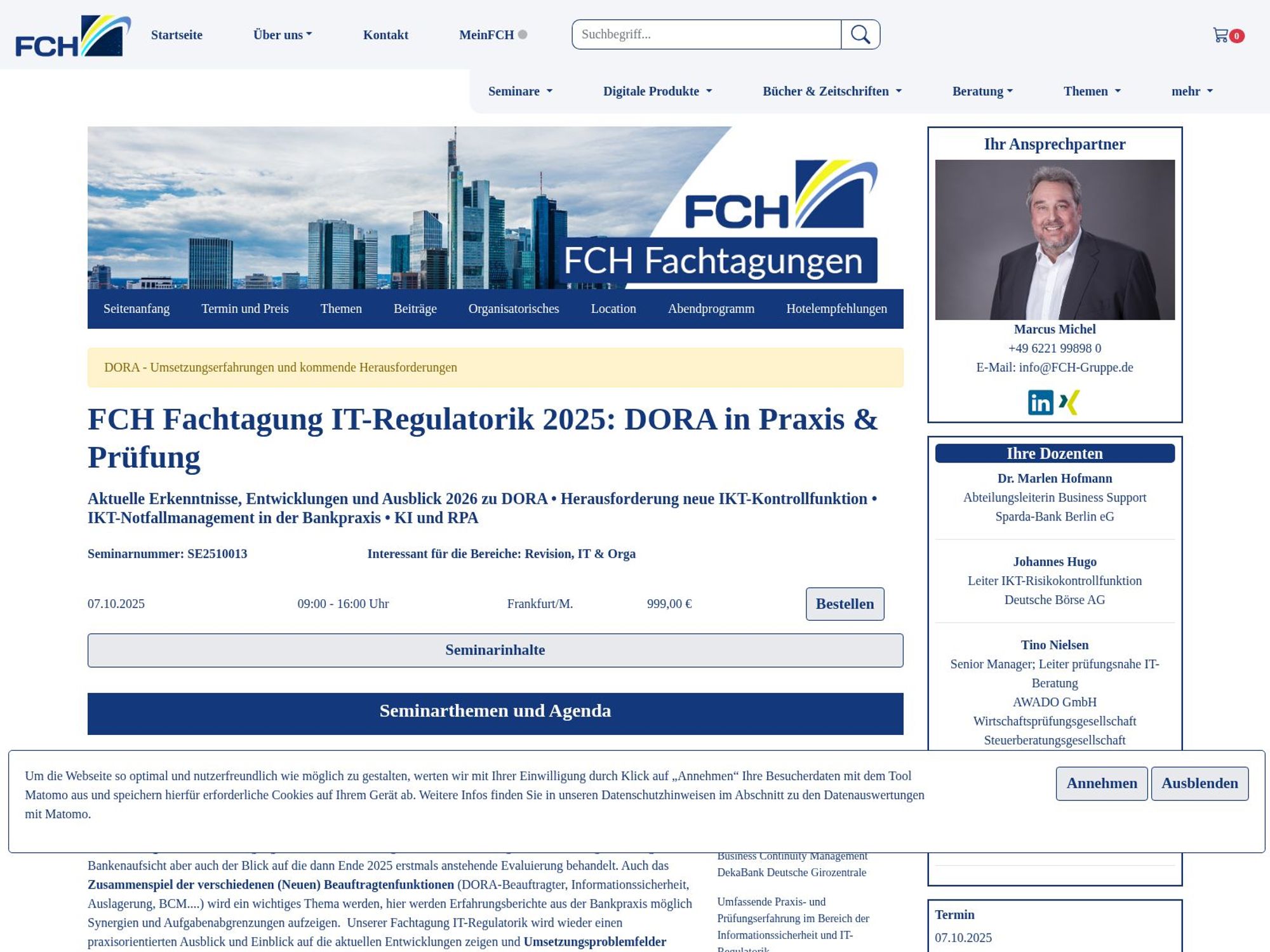 FCH Fachtagung IT-Regulatorik 2025: DORA in Praxis & Prüfung website