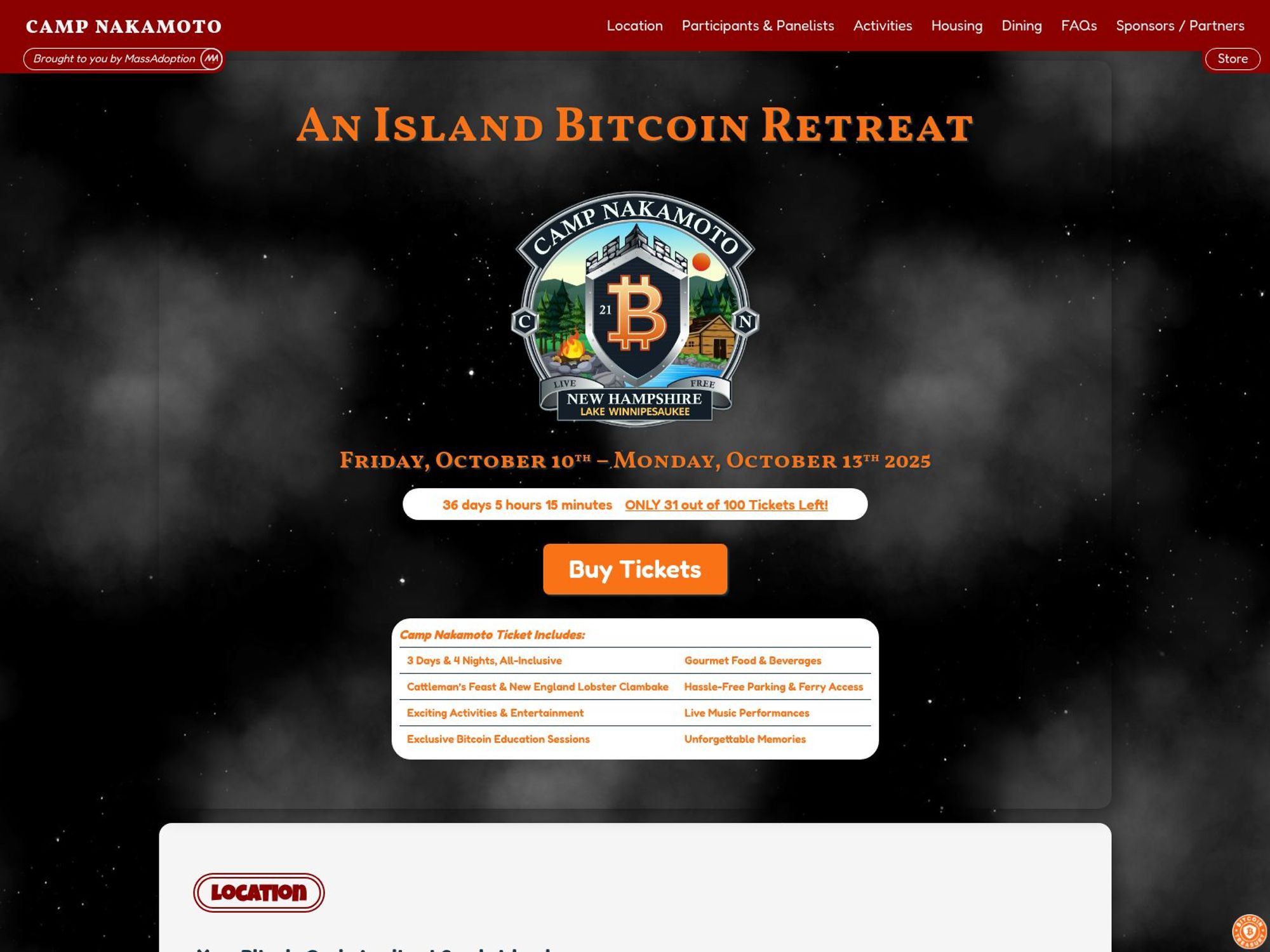An Island Bitcoin Retreat website