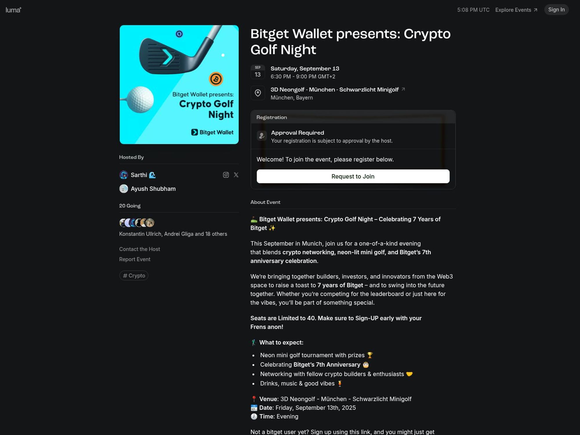Bitget Wallet presents: Crypto Golf Night website