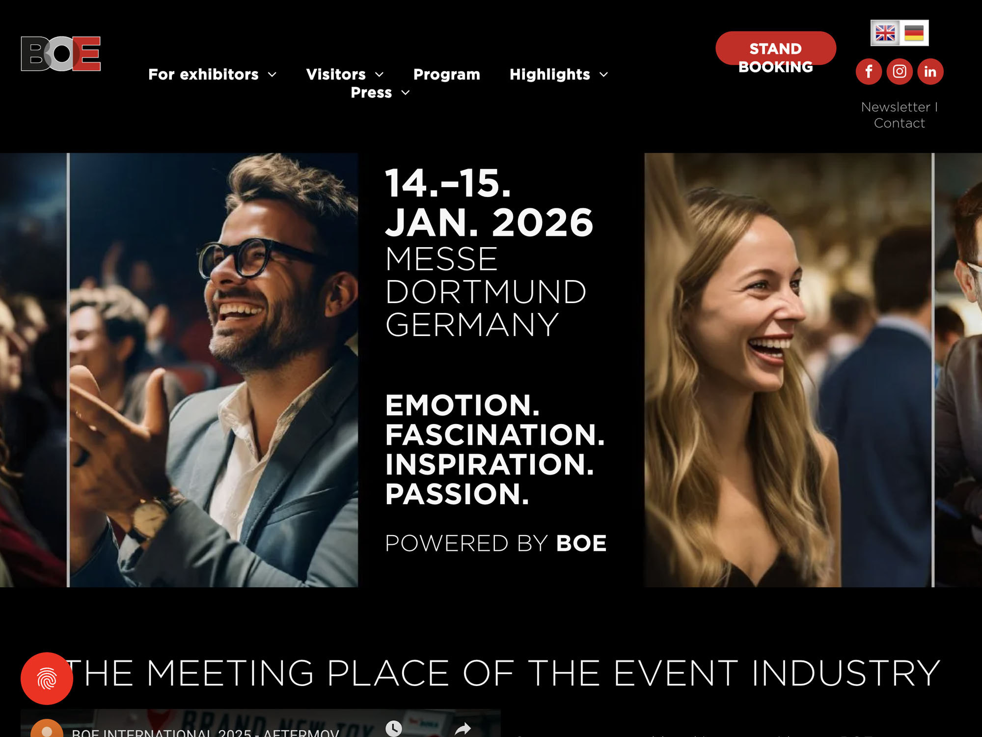 BOE INTERNATIONAL - Trade Fair for Experience Marketing website