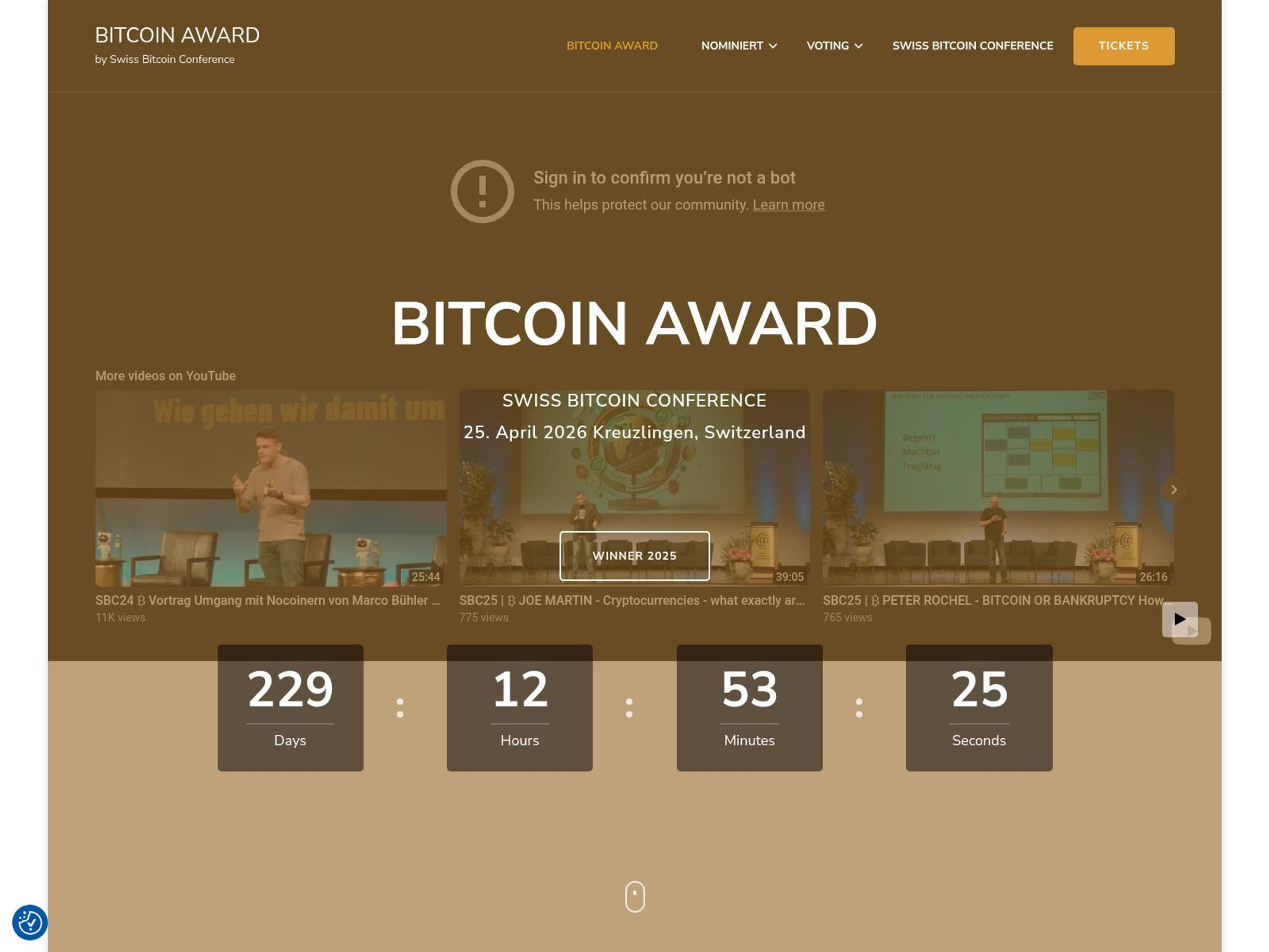 Bitcoin award website