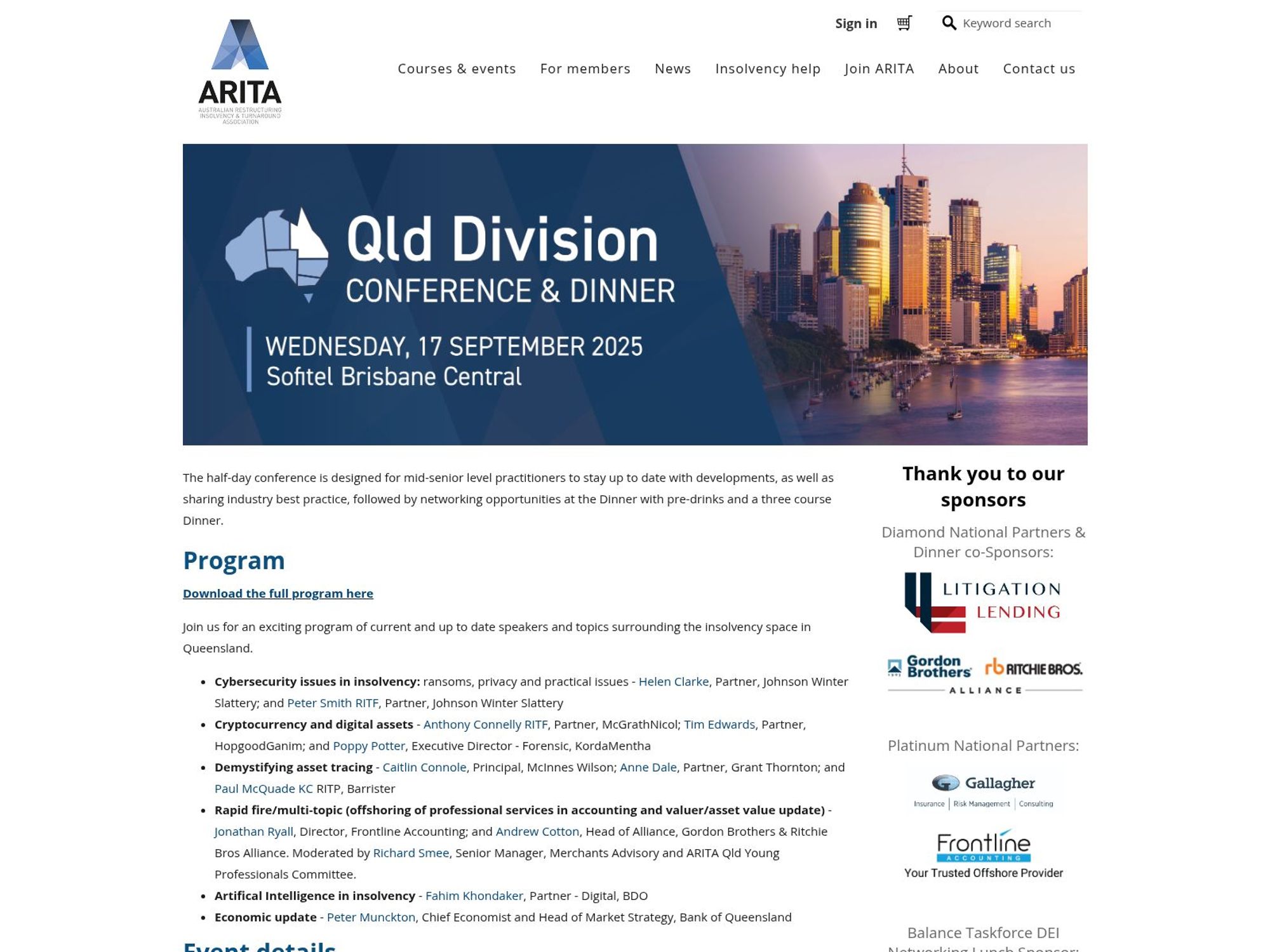 Qld Division Conference and Dinner 2025 website