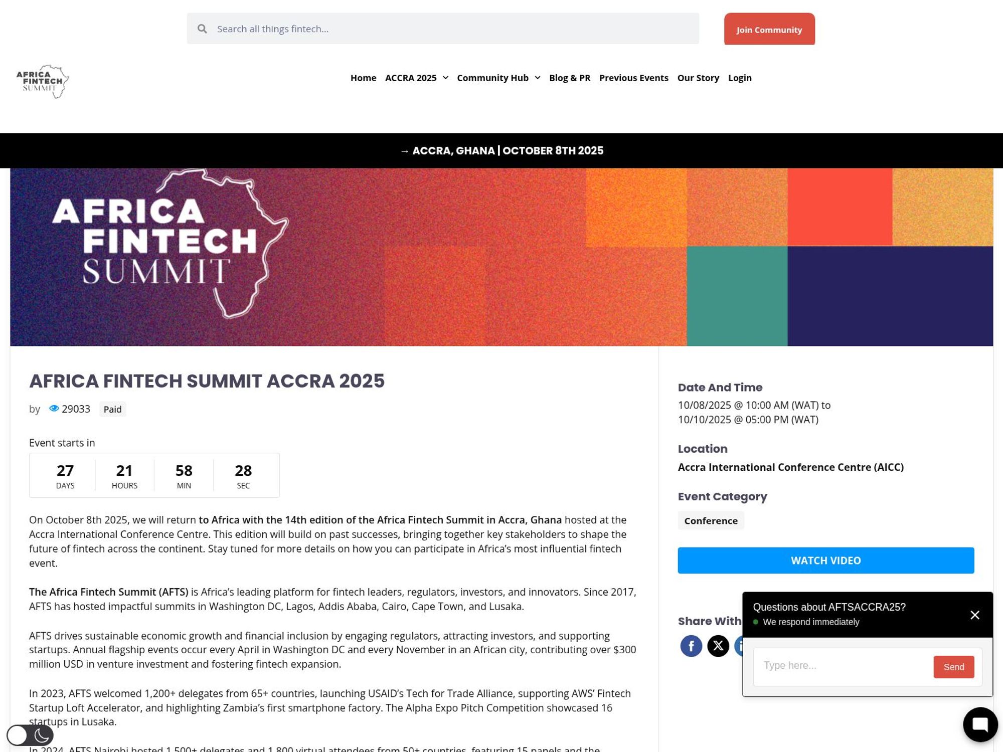 Africa Fintech Summit Accra 2025 website
