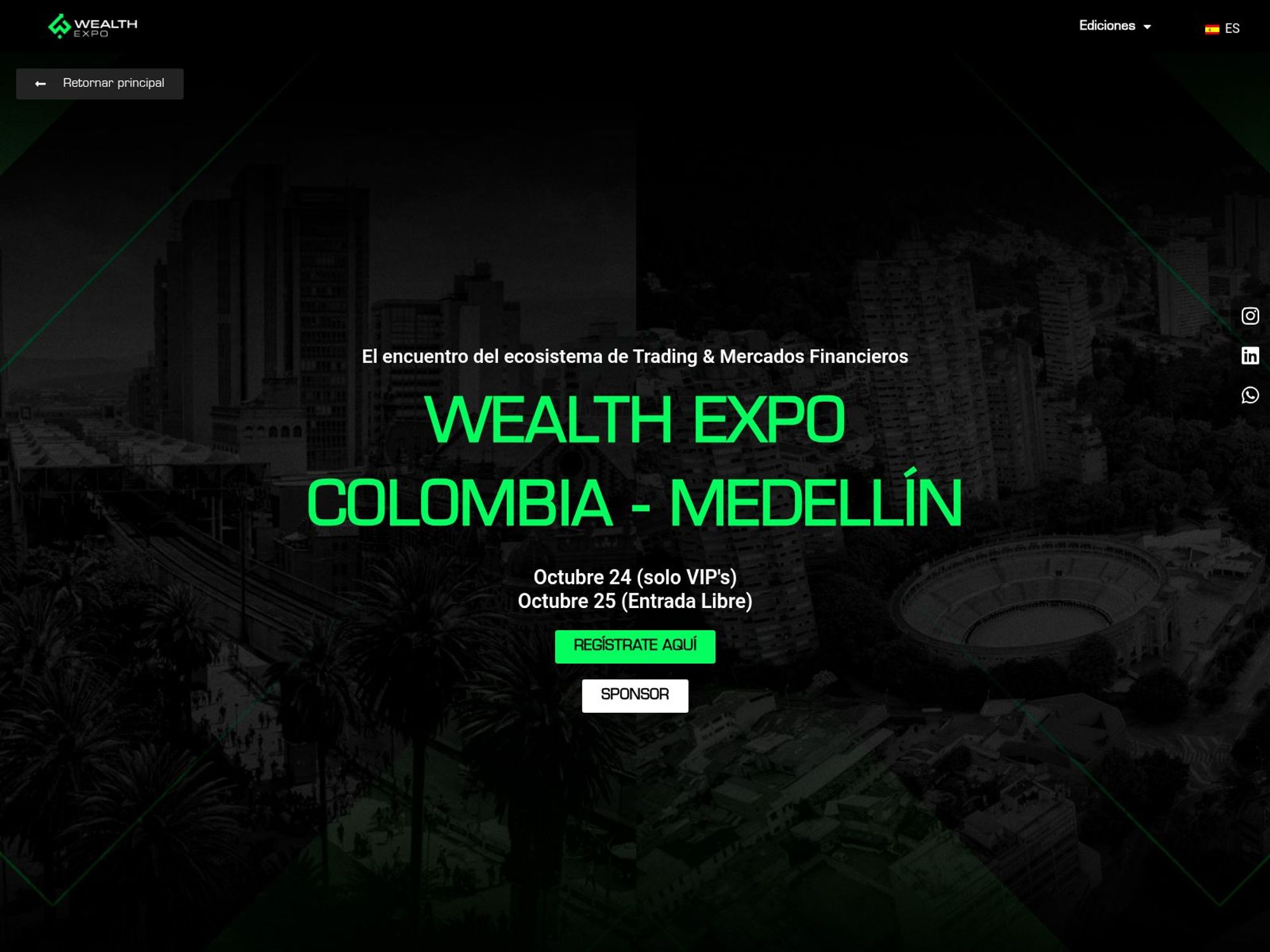 Wealth Expo Columbia - Medellin website
