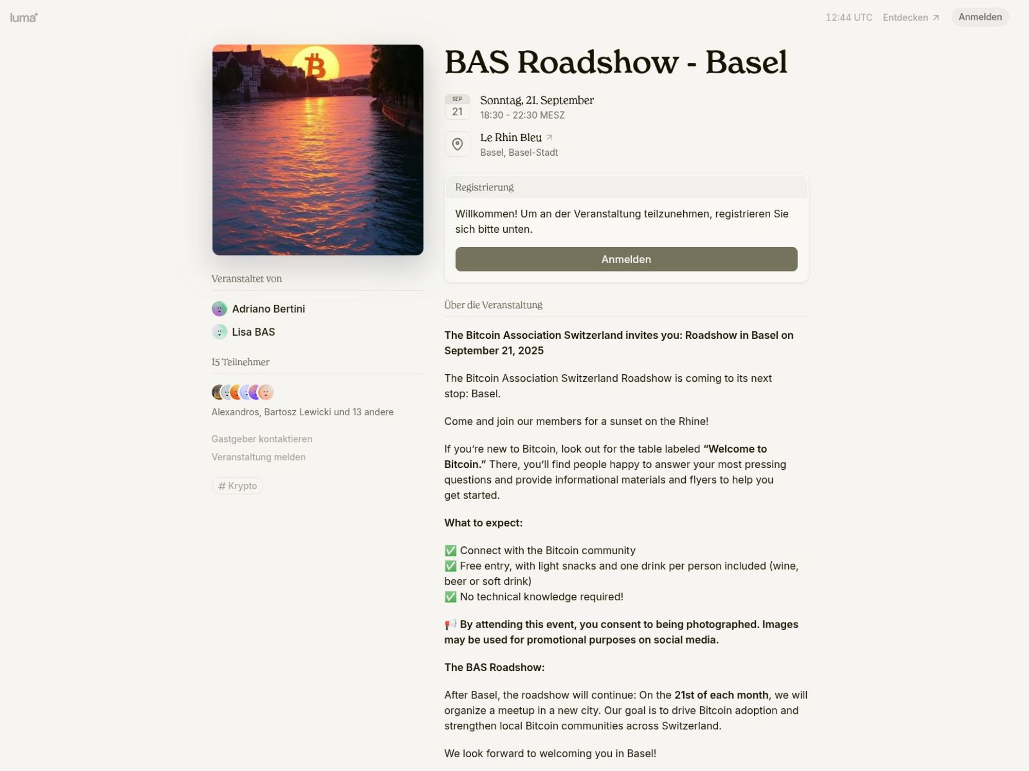 BAS Roadshow - Basel website