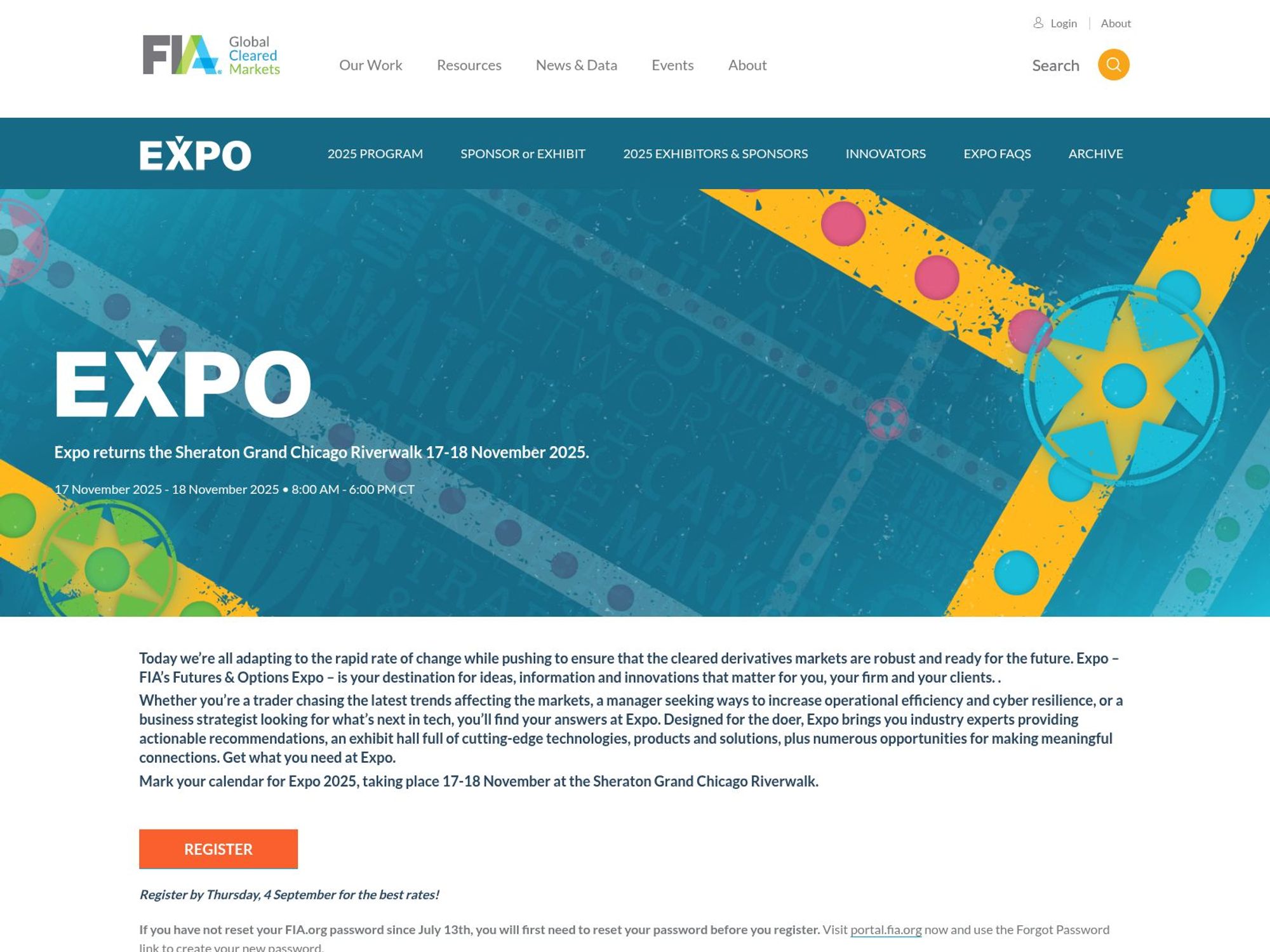 FIA Futures & Options Expo 2025 website
