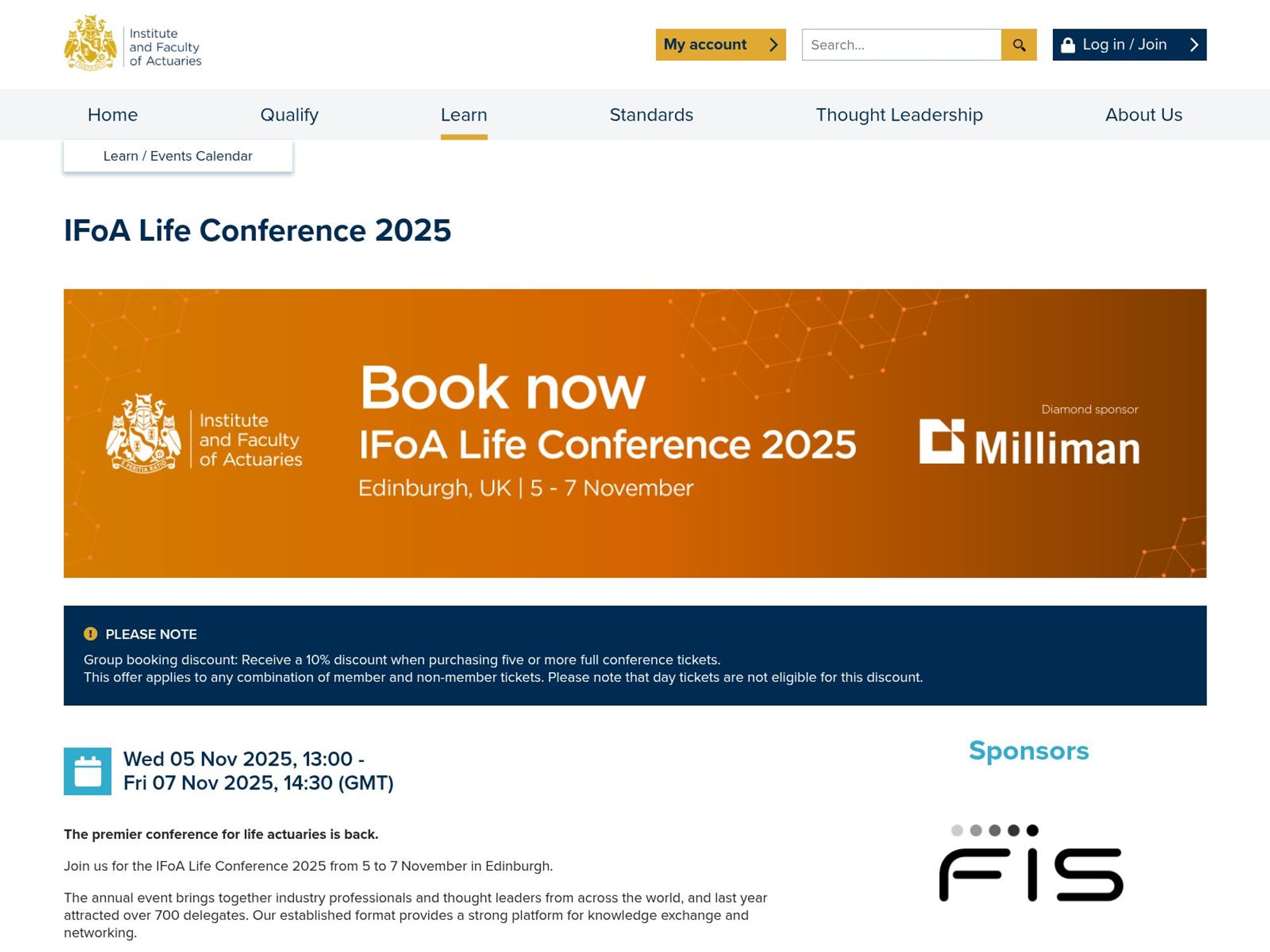 IFoA Life Conference 2025 website