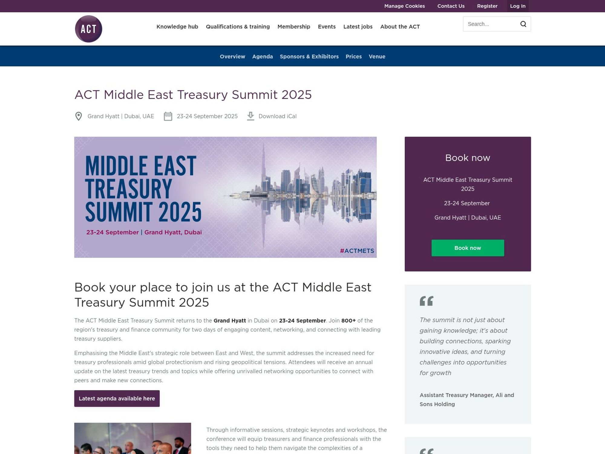 ACT Middle East Treasury Summit 2025 website