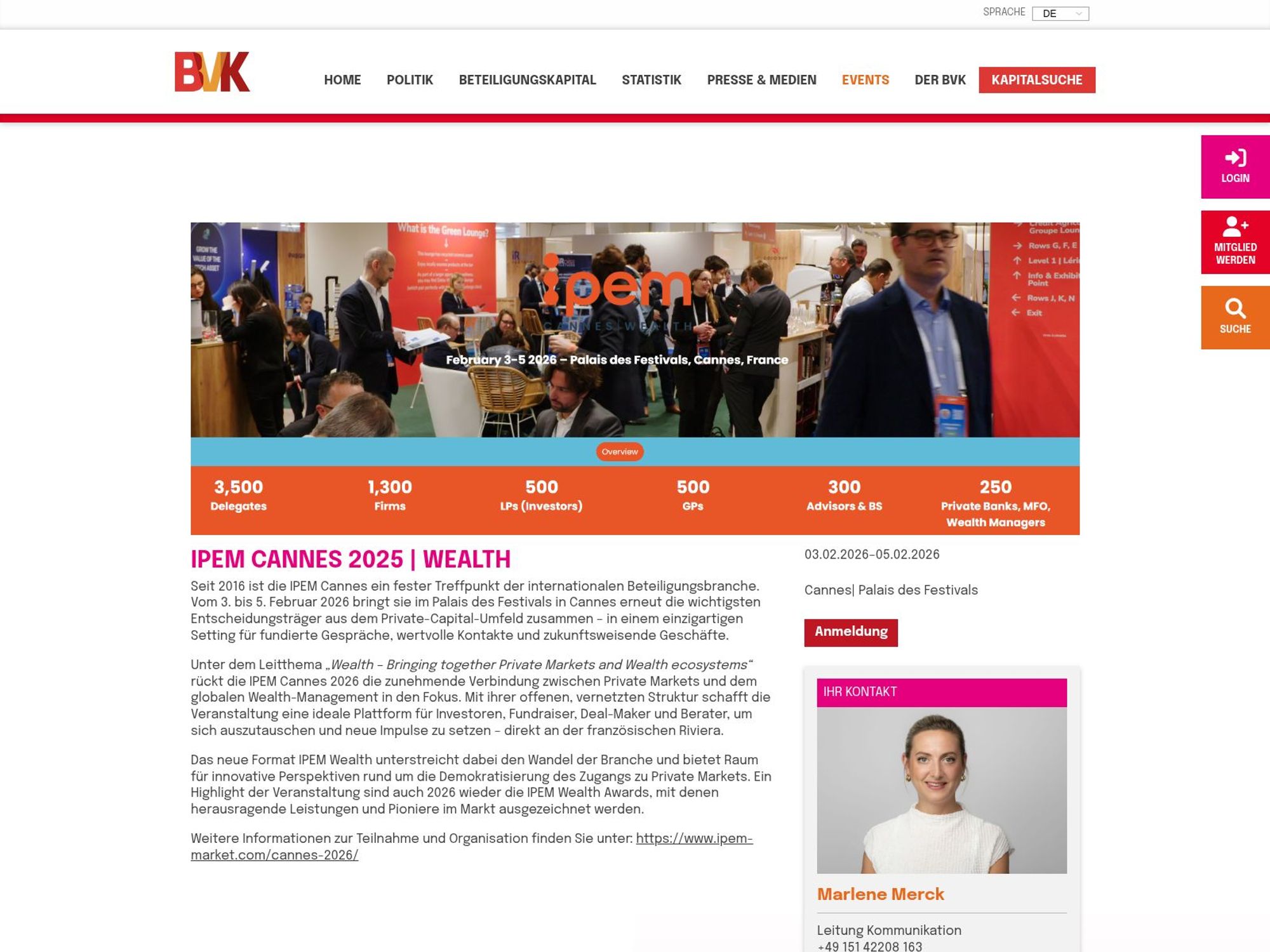 BVK Fachforum & BVK Night website