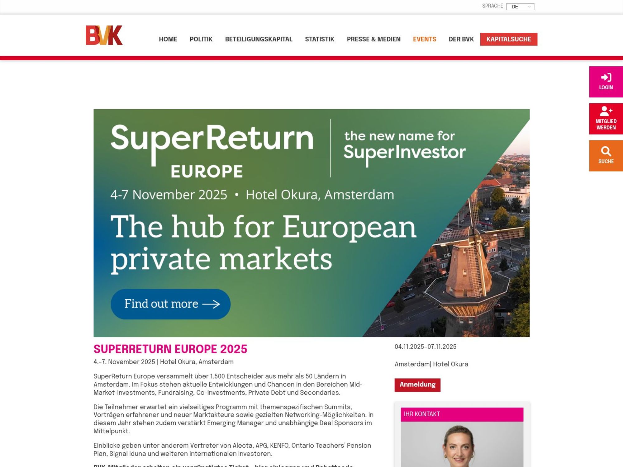 Superreturn Europe 2025 website