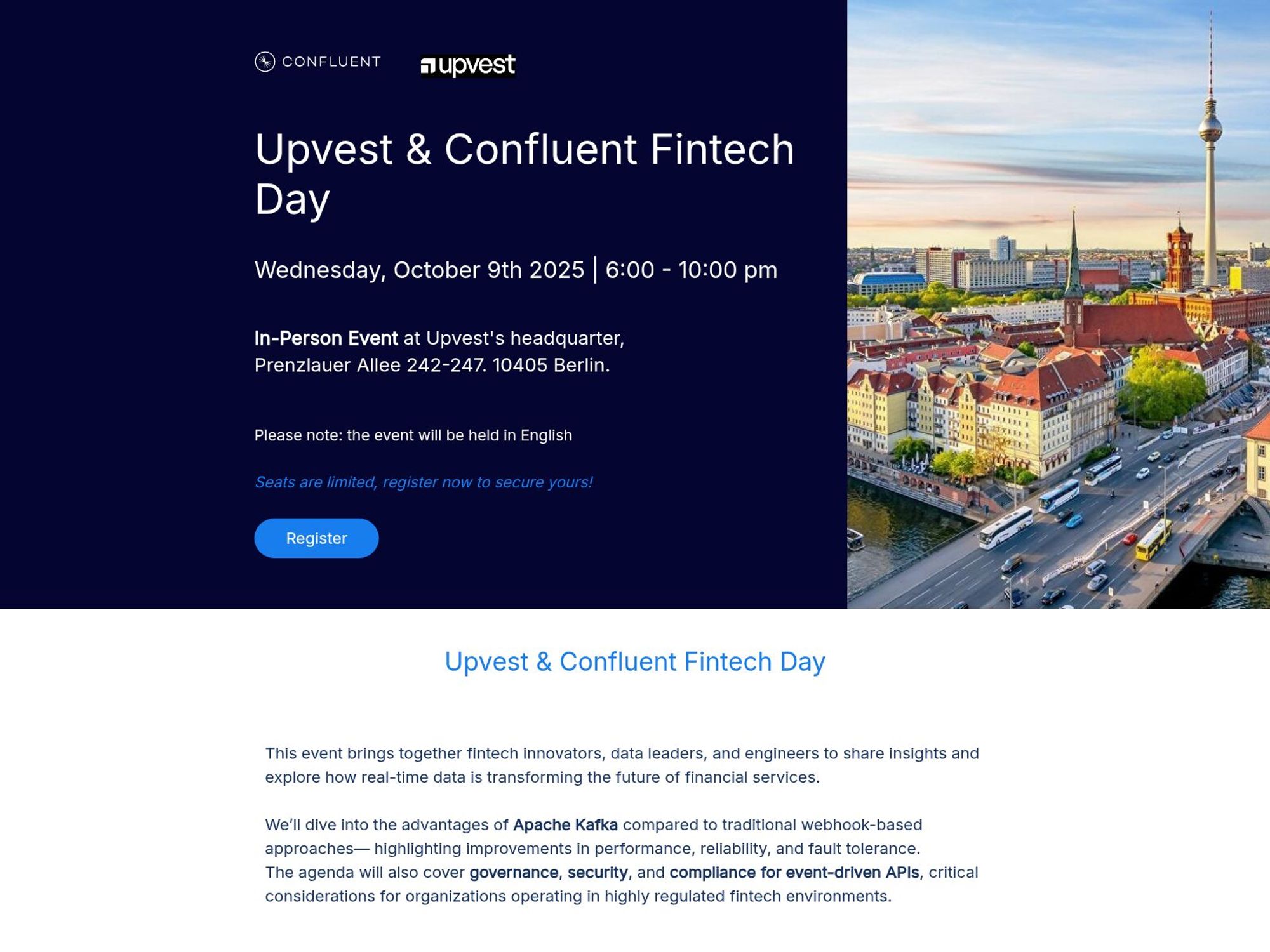 Upvest & Confluent Fintech Day website