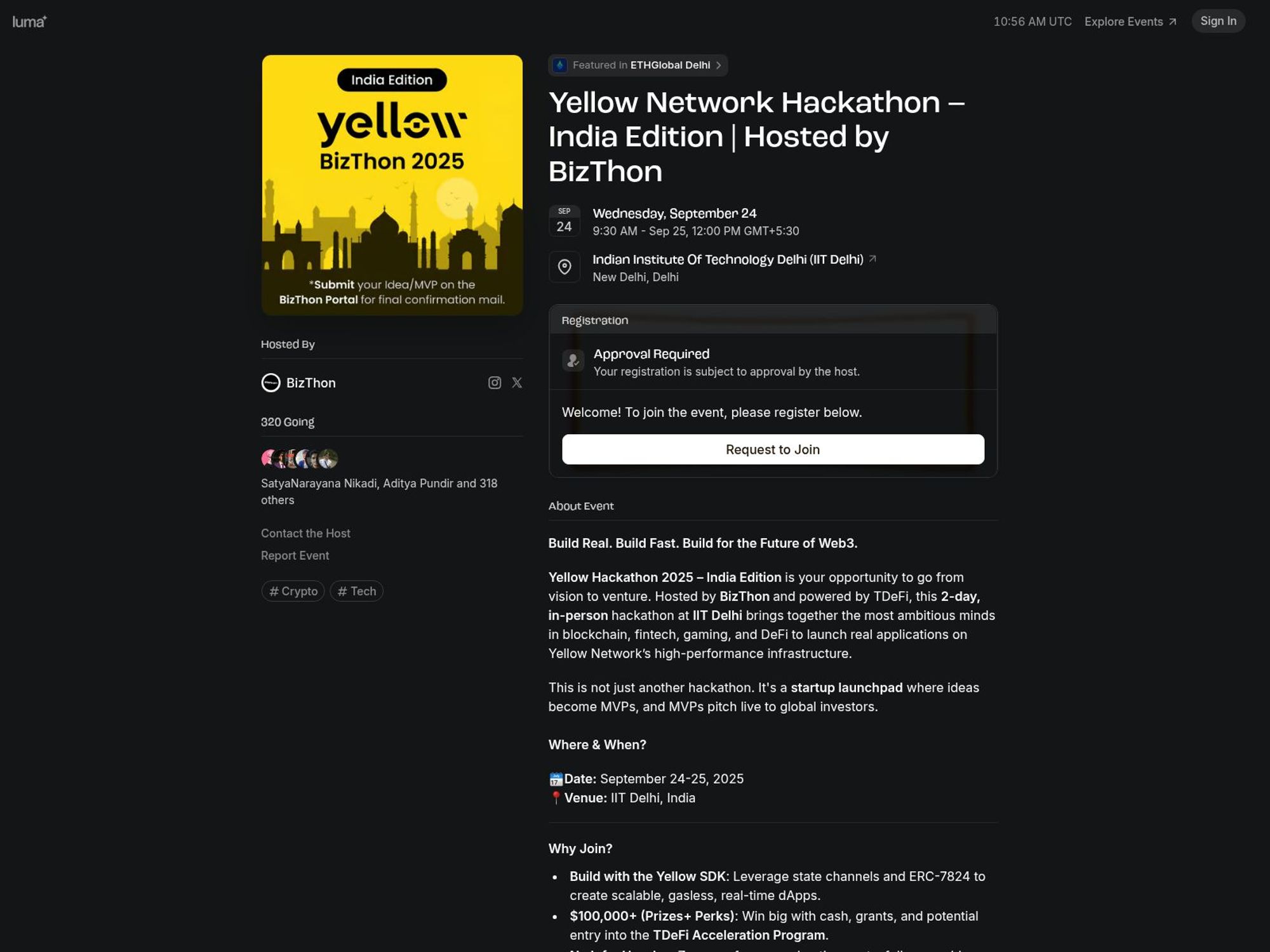 Yellow Network Hackathon website