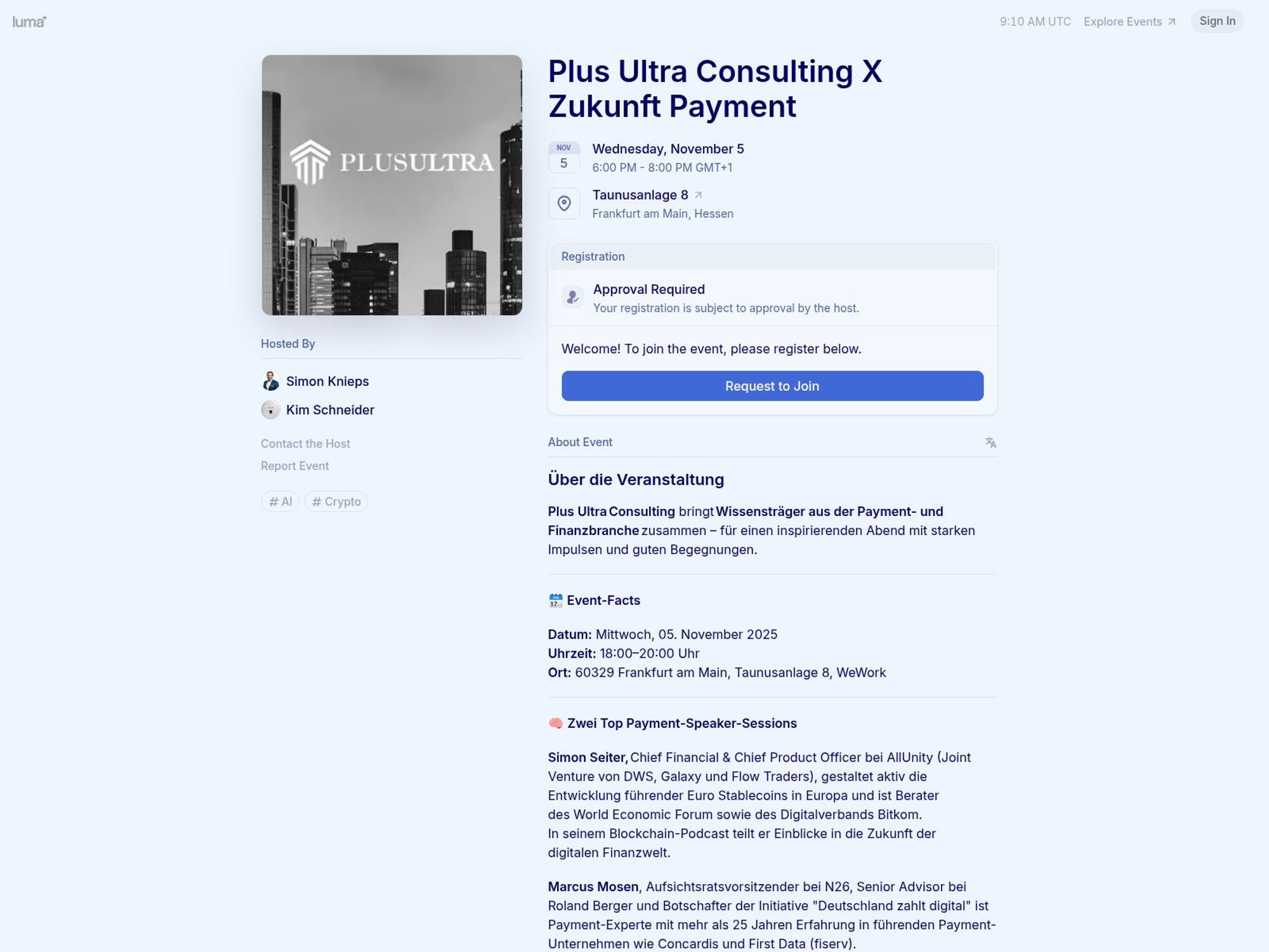 Plus Ultra Consulting X Zukunft Payment website