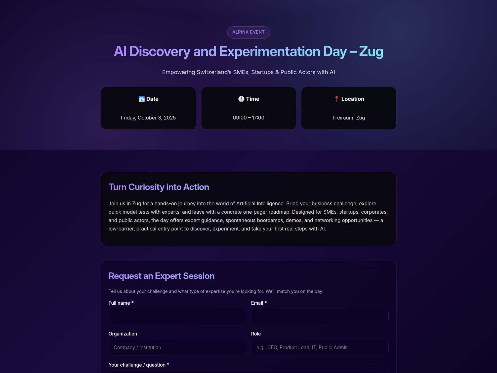 AI Discovery and Experimentation Day – Zug screenshot