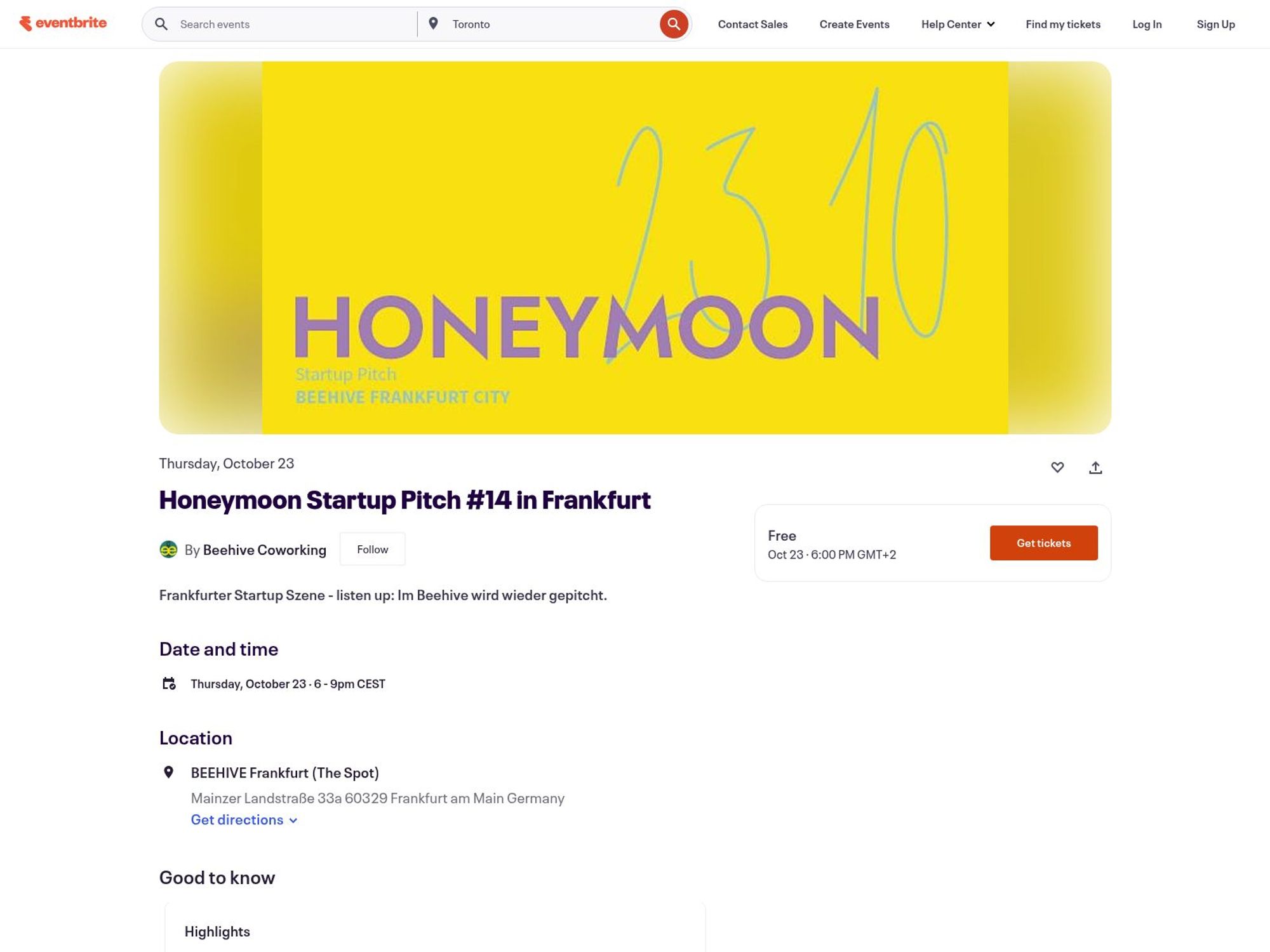 Honeymoon Startup Pitch website